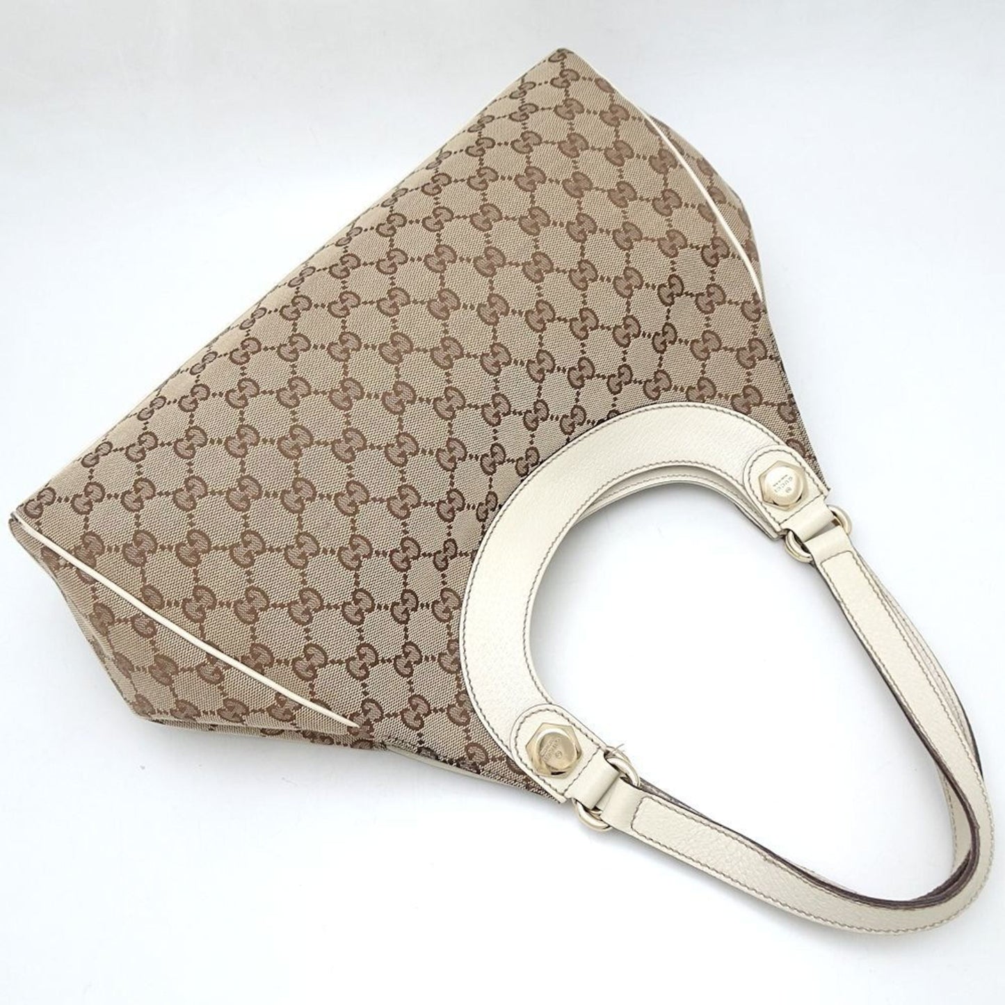 Gucci Gg Canvas Beige White Gg Canvas Tote Bag