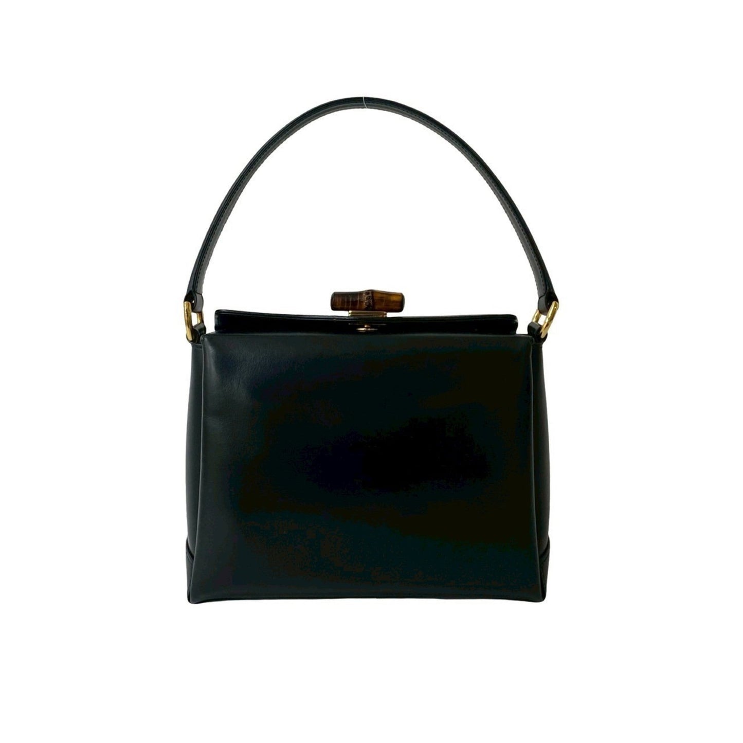 Gucci Black Leather Bamboo Handbag ( )