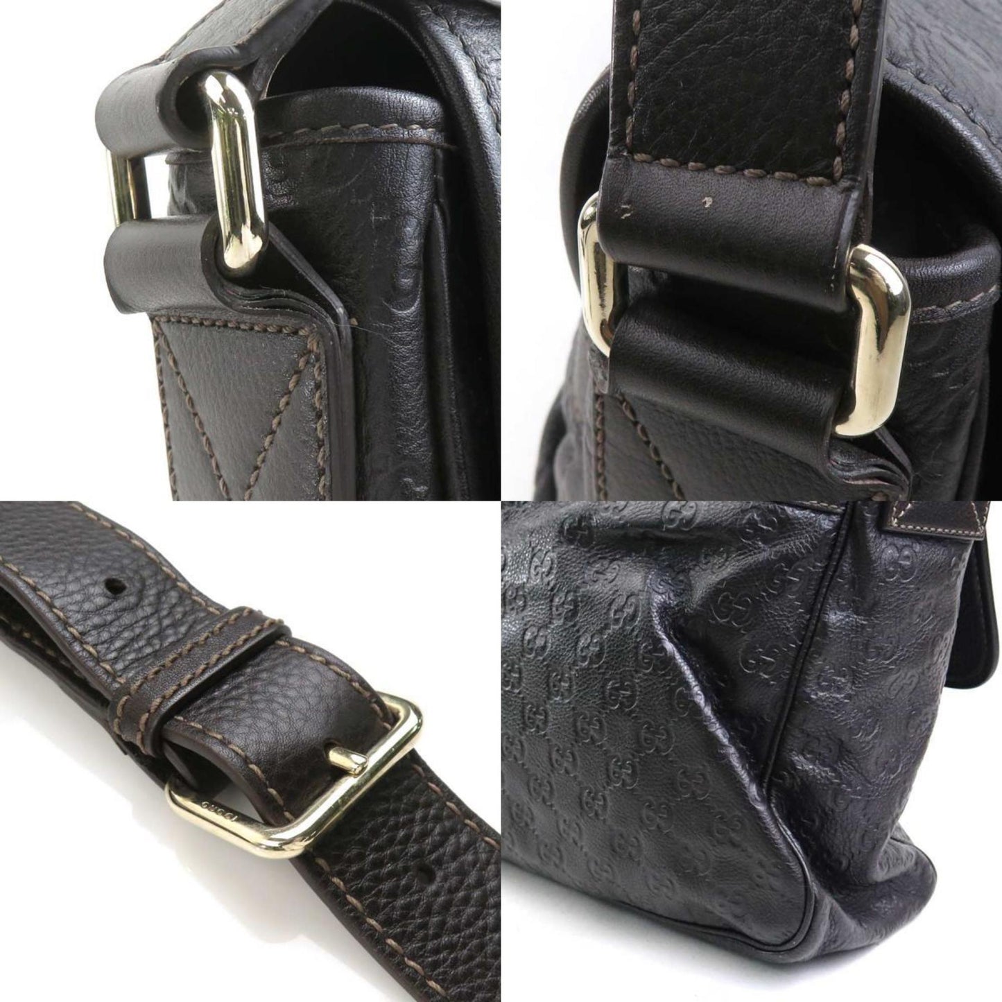 Gucci Dark Brown Leather Shoulder Bag ( )