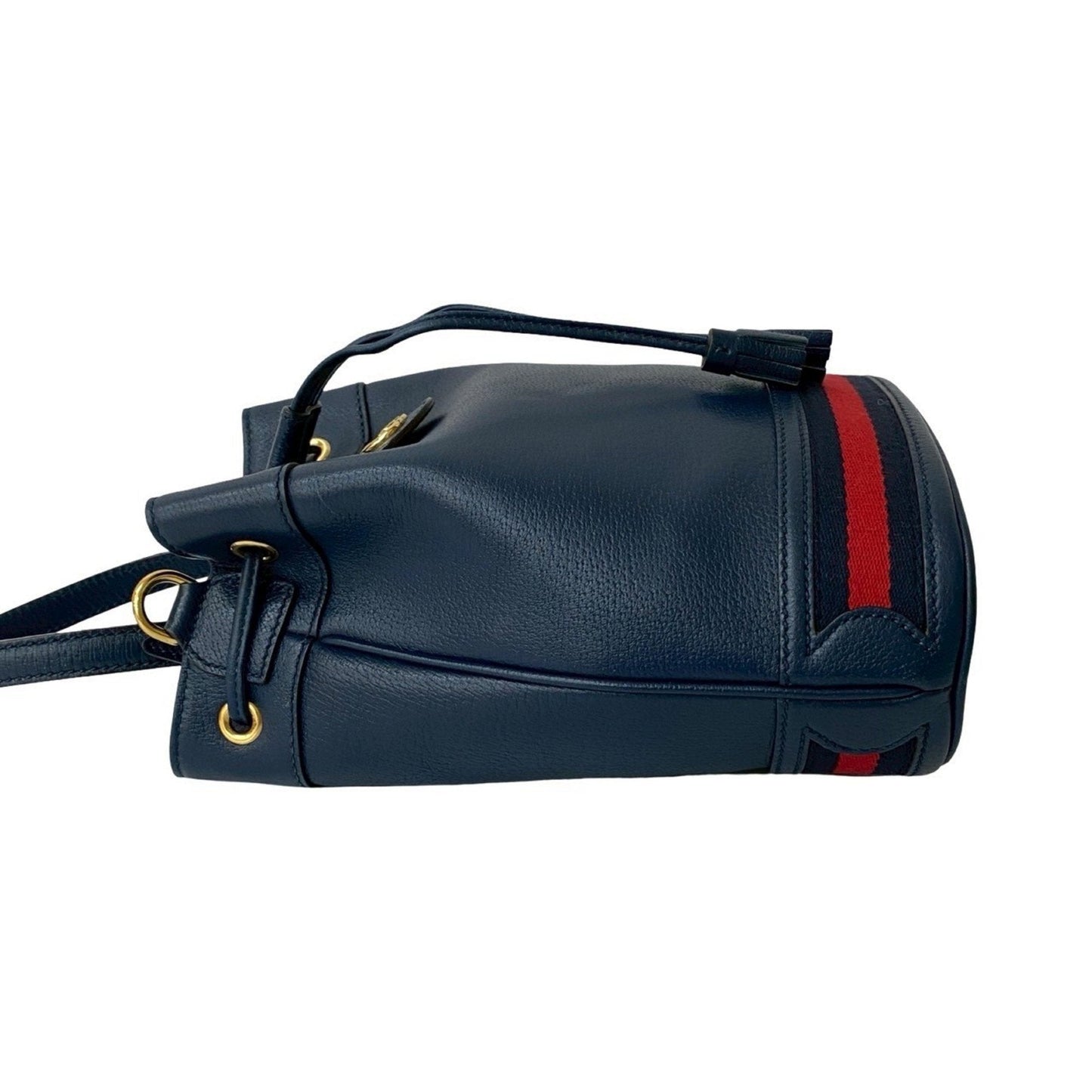 Gucci Navy Red Color Leather Shoulder Bag ( )