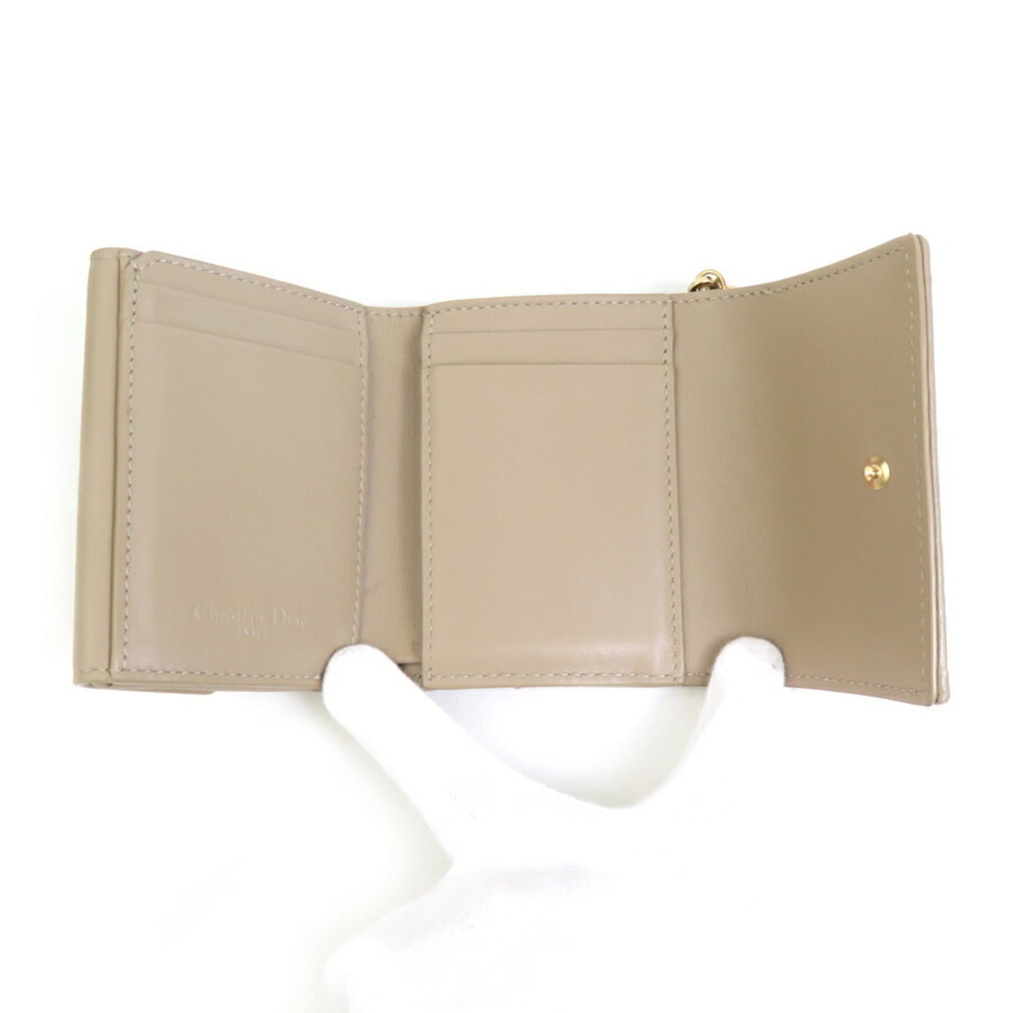 Christian Dior Beige Leather Wallet (Tri-Fold) ()