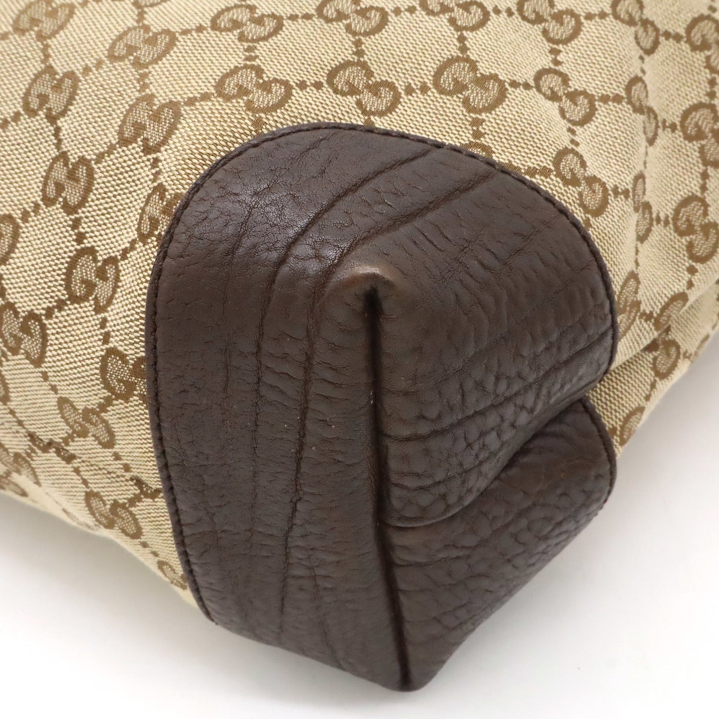 Gucci Beige Brown Dark Brown Khaki Gg Canvas Leather Shoulder Bag Tote Bag ( )
