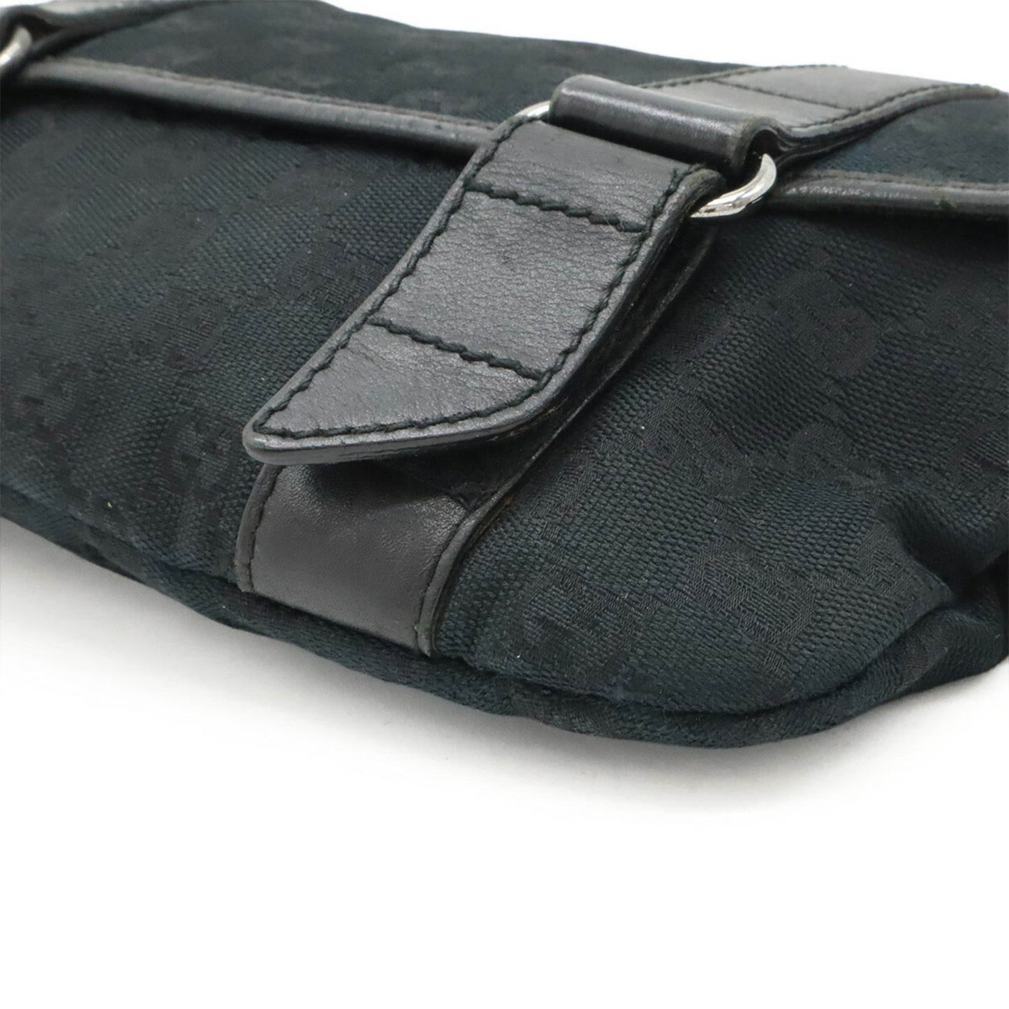 Gucci Black Gg Canvas Leather Pouch Sling Bag ( )