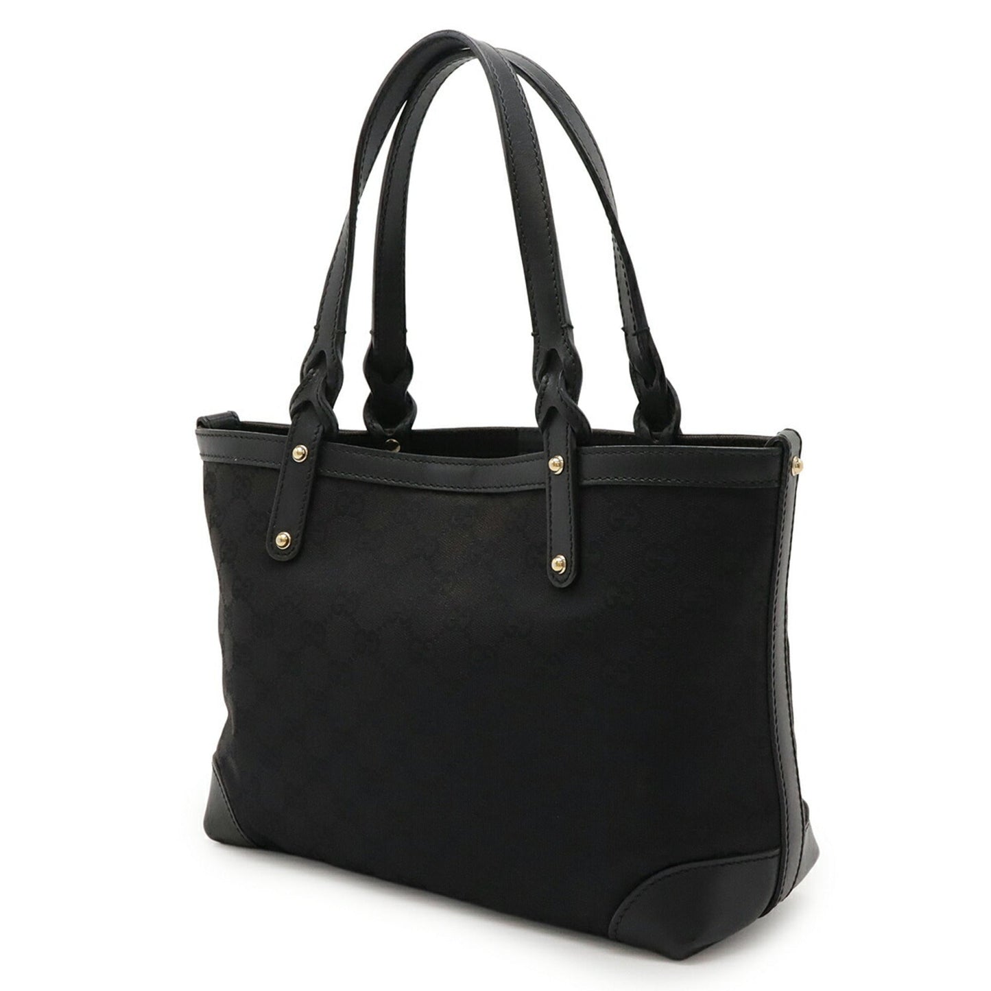 Gucci Black Canvas Leather Handbag Pouch Tote Bag ( )