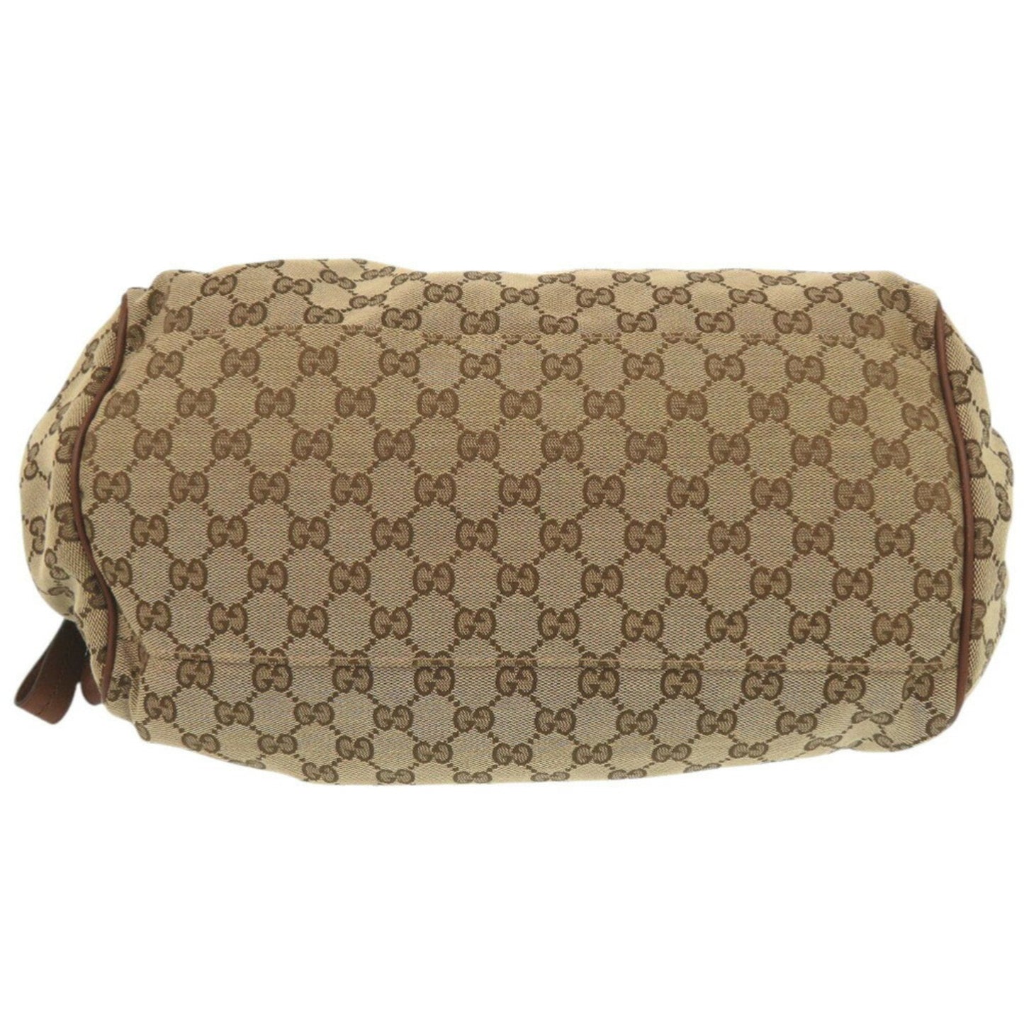 Gucci Beige Brown Gg Canvas Leather Handbag ( )