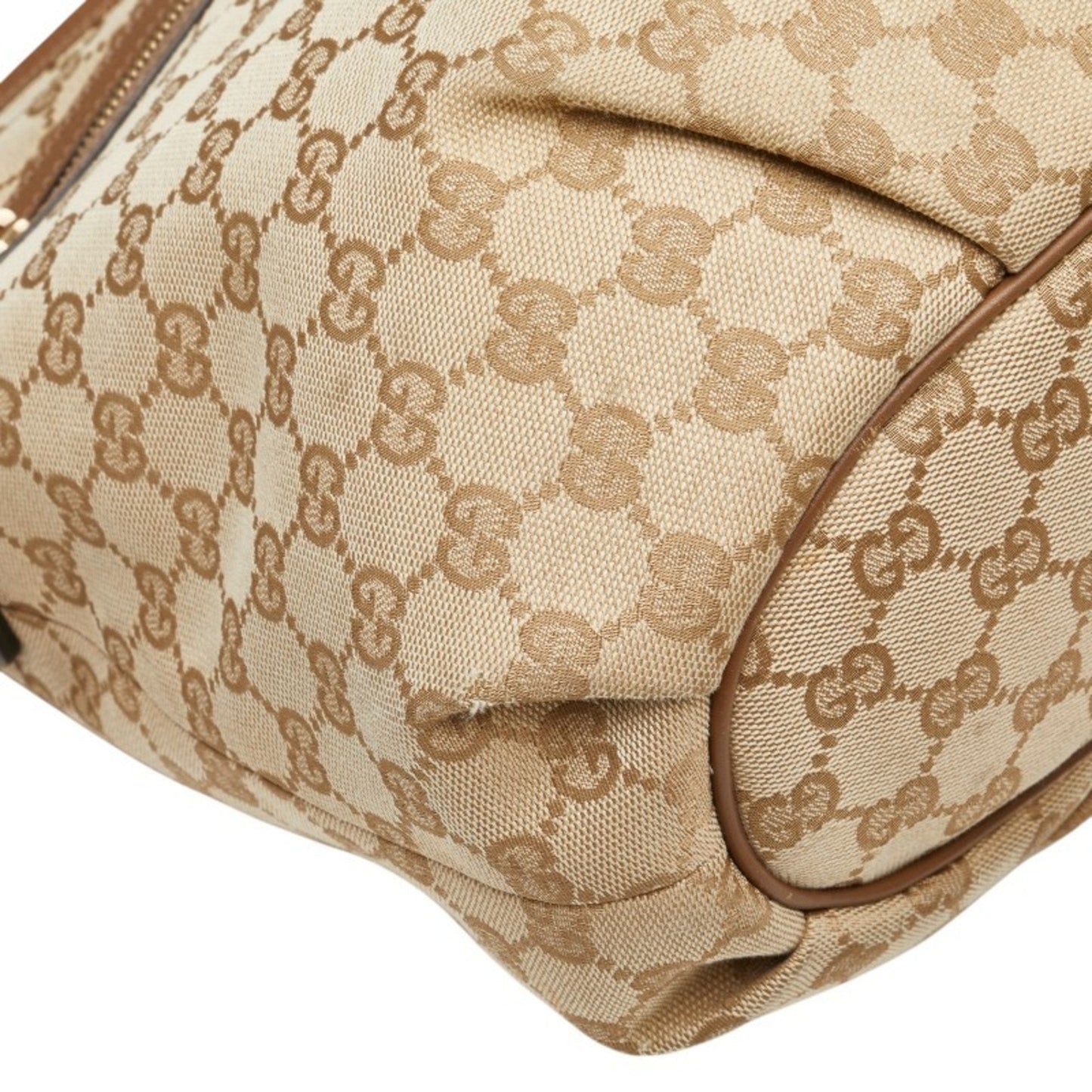 Gucci Beige Brown Canvas Leather Shoulder Bag ( )