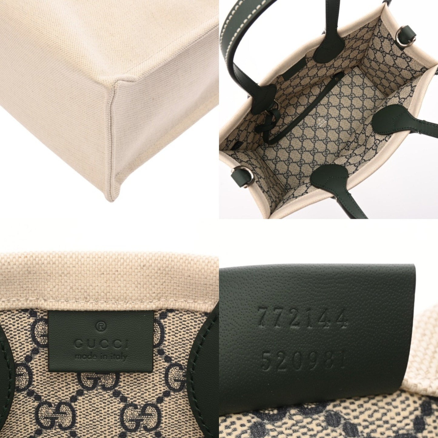 Gucci Beige Canvas Leather Handbag ( )