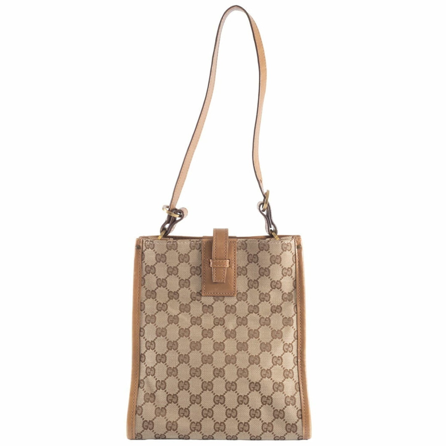 Gucci Gg Canvas Beige Brown Gg Canvas Leather Shoulder Bag ( )
