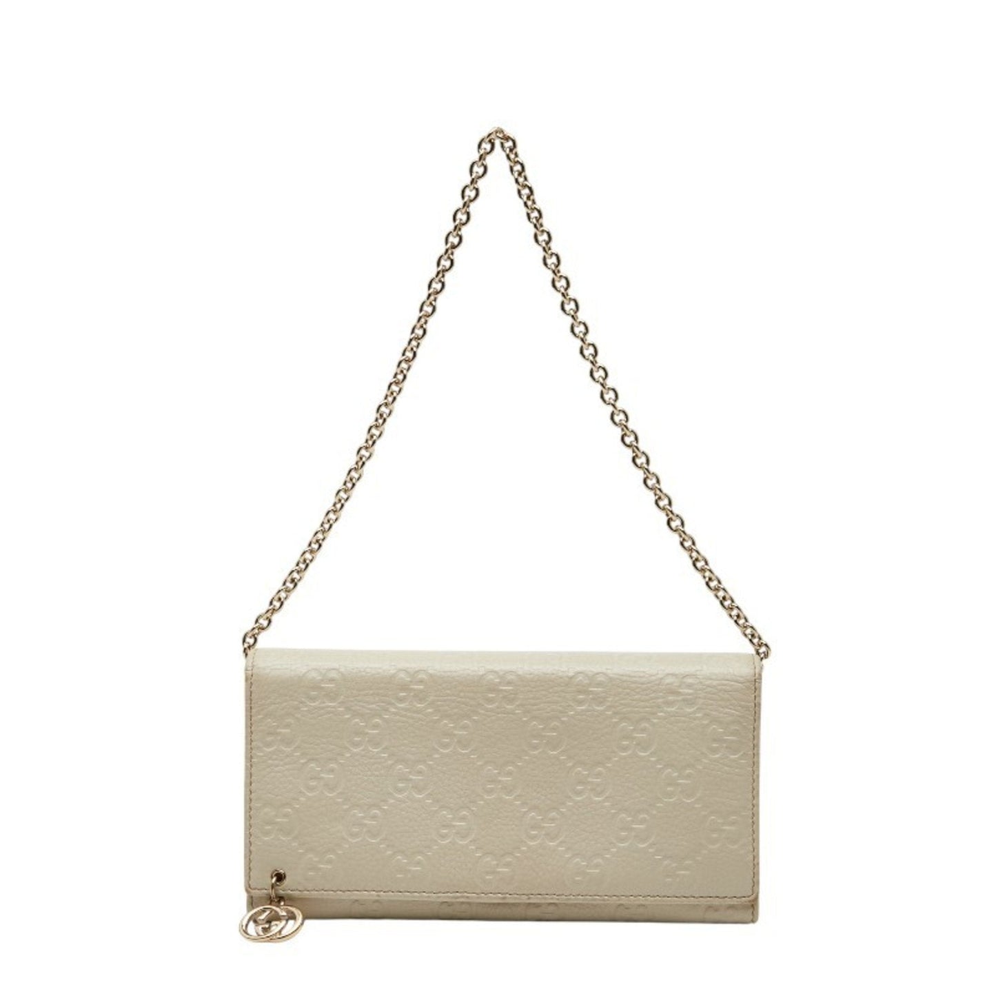 Gucci White Leather Chain/Shoulder Wallet ( )