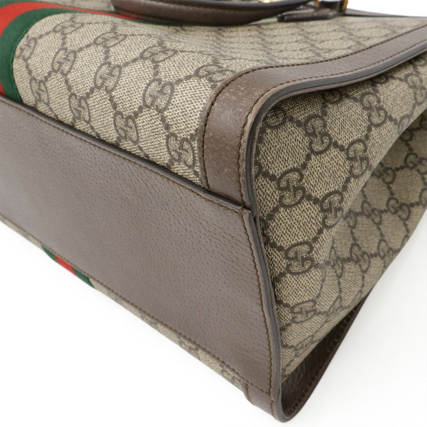 Gucci Beige Brown Green Red Color Pvc Leather Handbag Shoulder Bag Tote Bag ( )