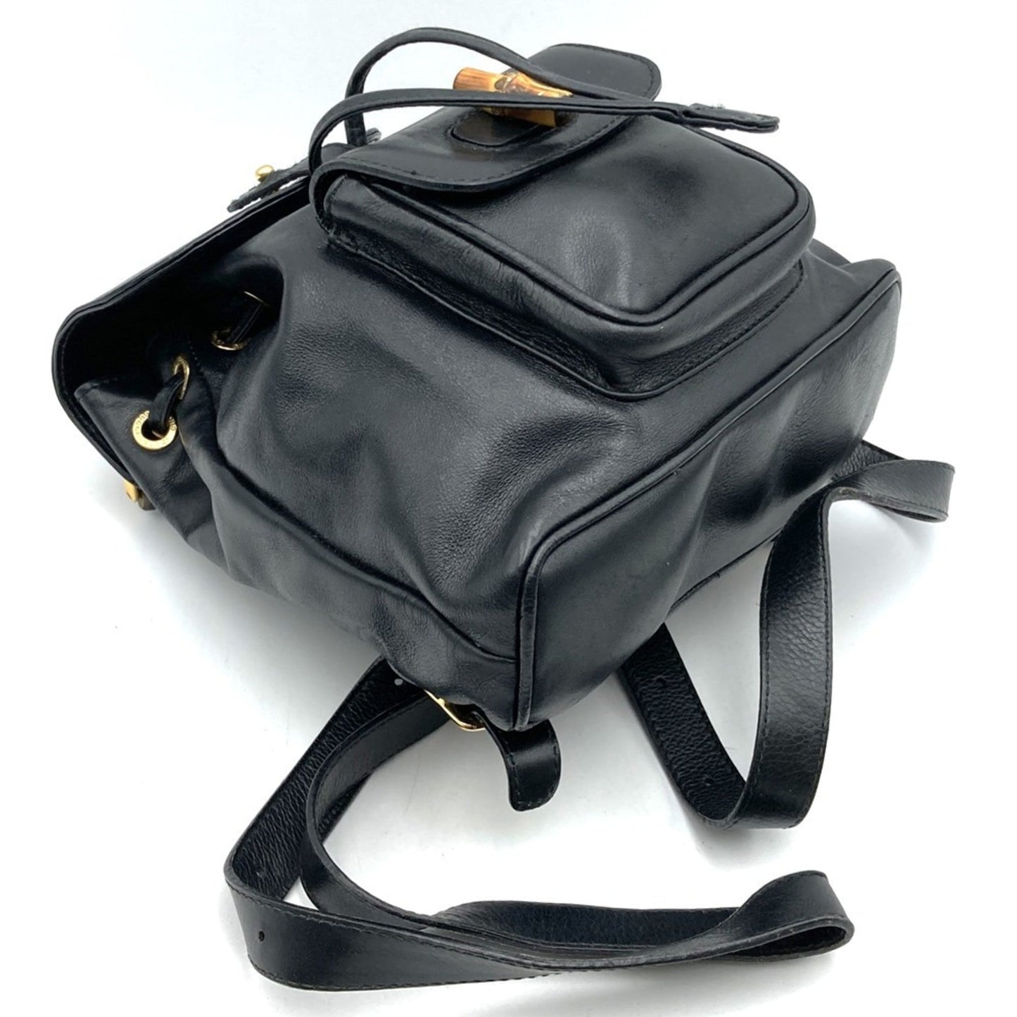 Gucci Black Leather Bamboo Backpack ( )