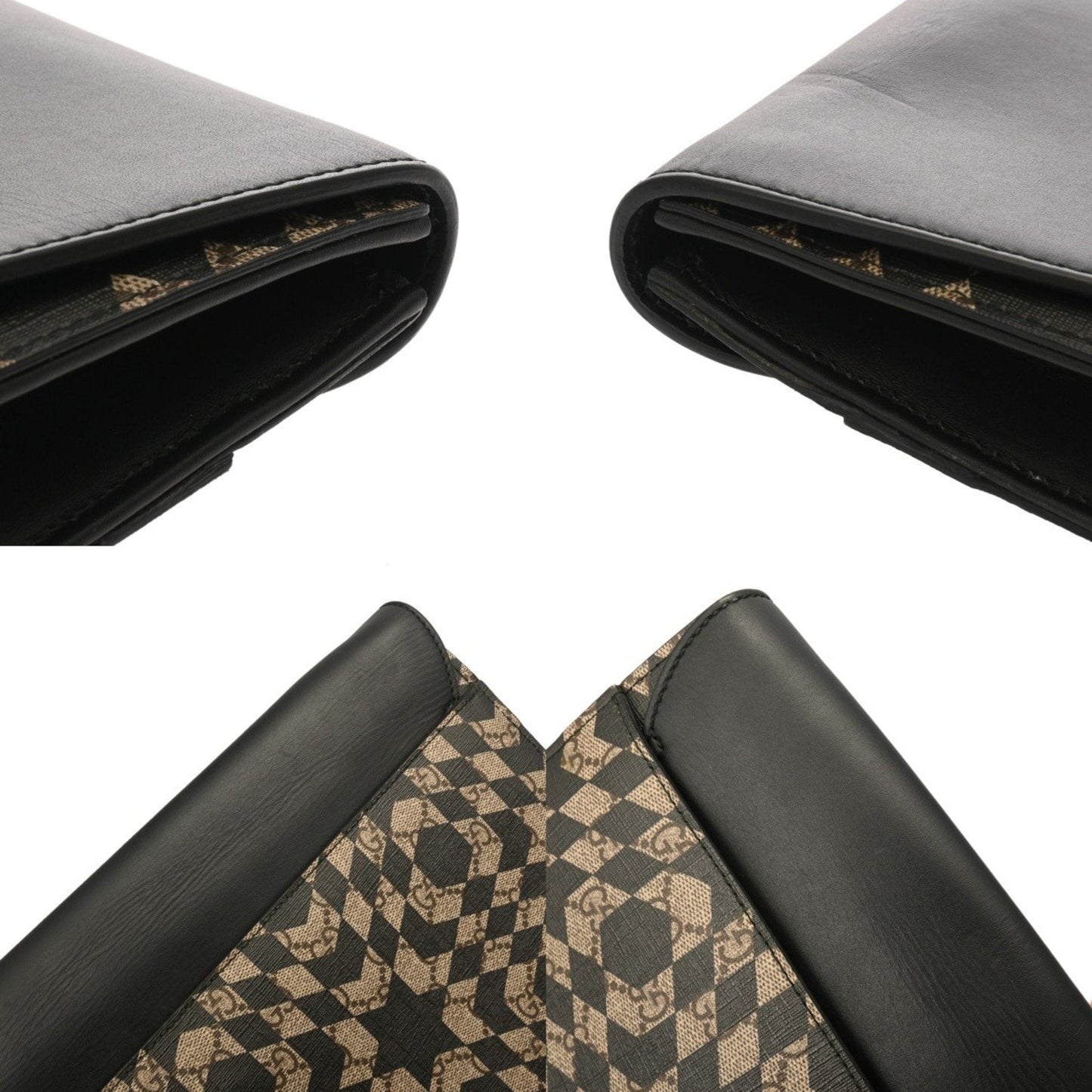 Gucci Beige Black Pvc Clutch Bag ( )