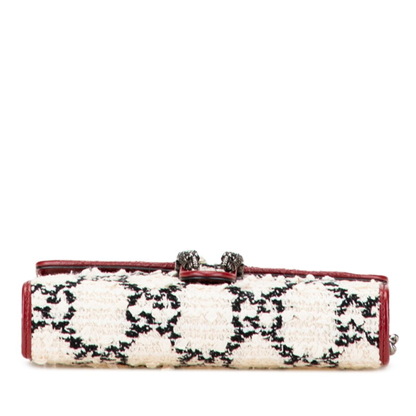 Gucci Red Color White Tweed Leather Shoulder Bag ( )