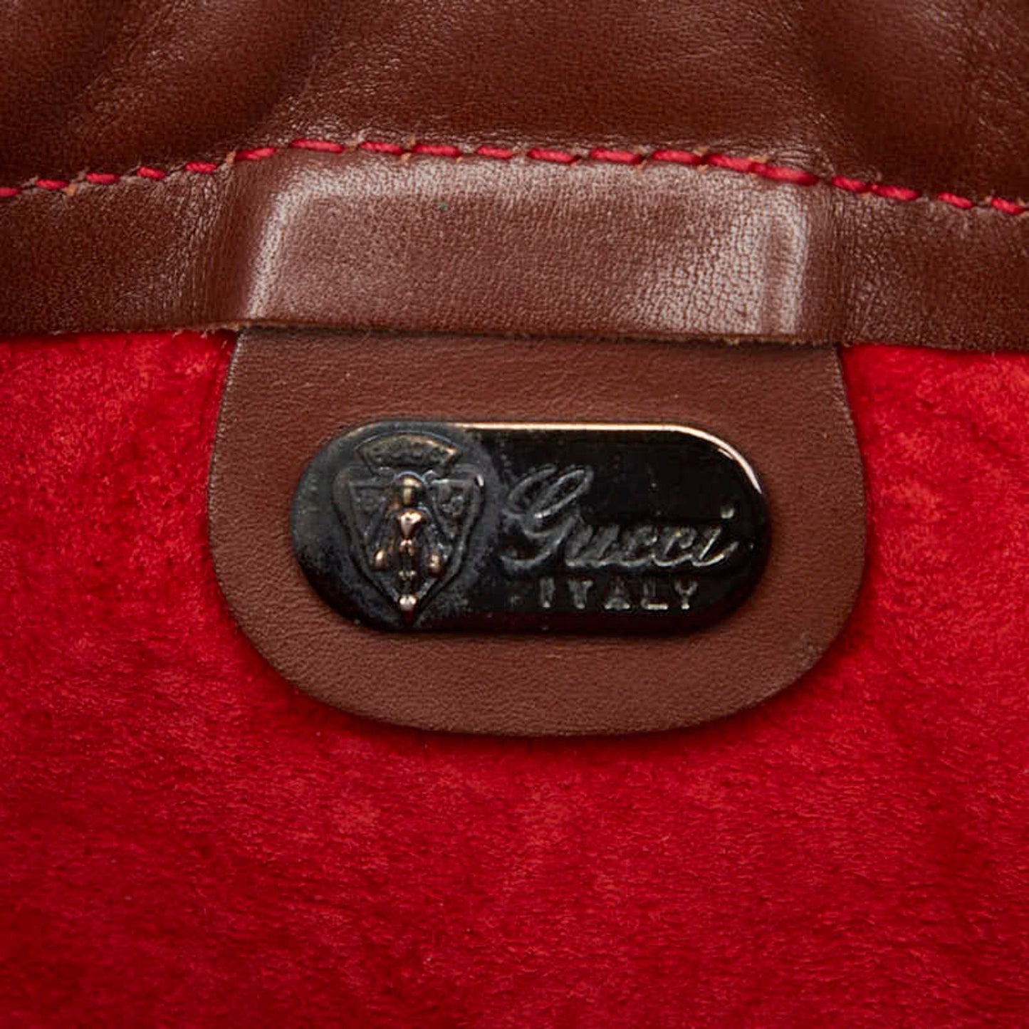 Gucci Red Brown Leather Shoulder Bag ( )