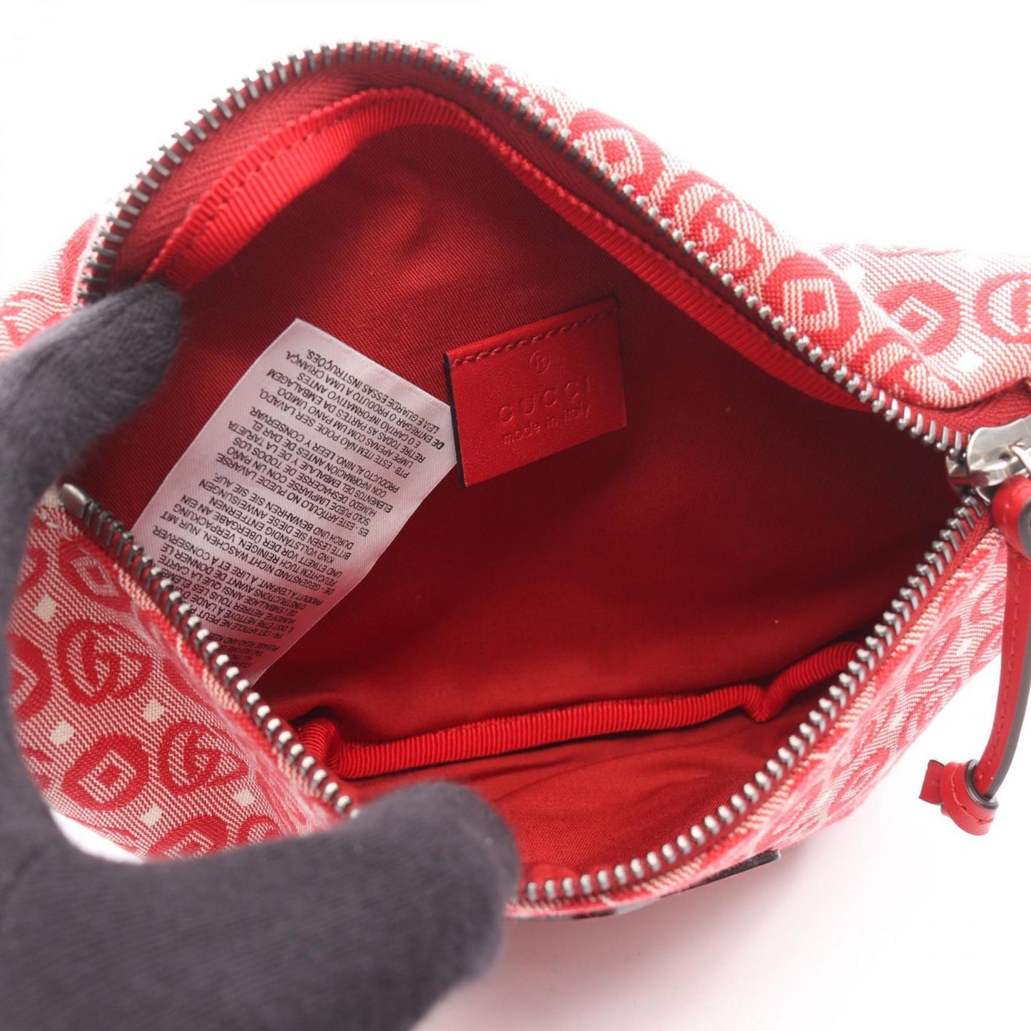 Gucci Red Color White Canvas Leather Fanny Pack ( )