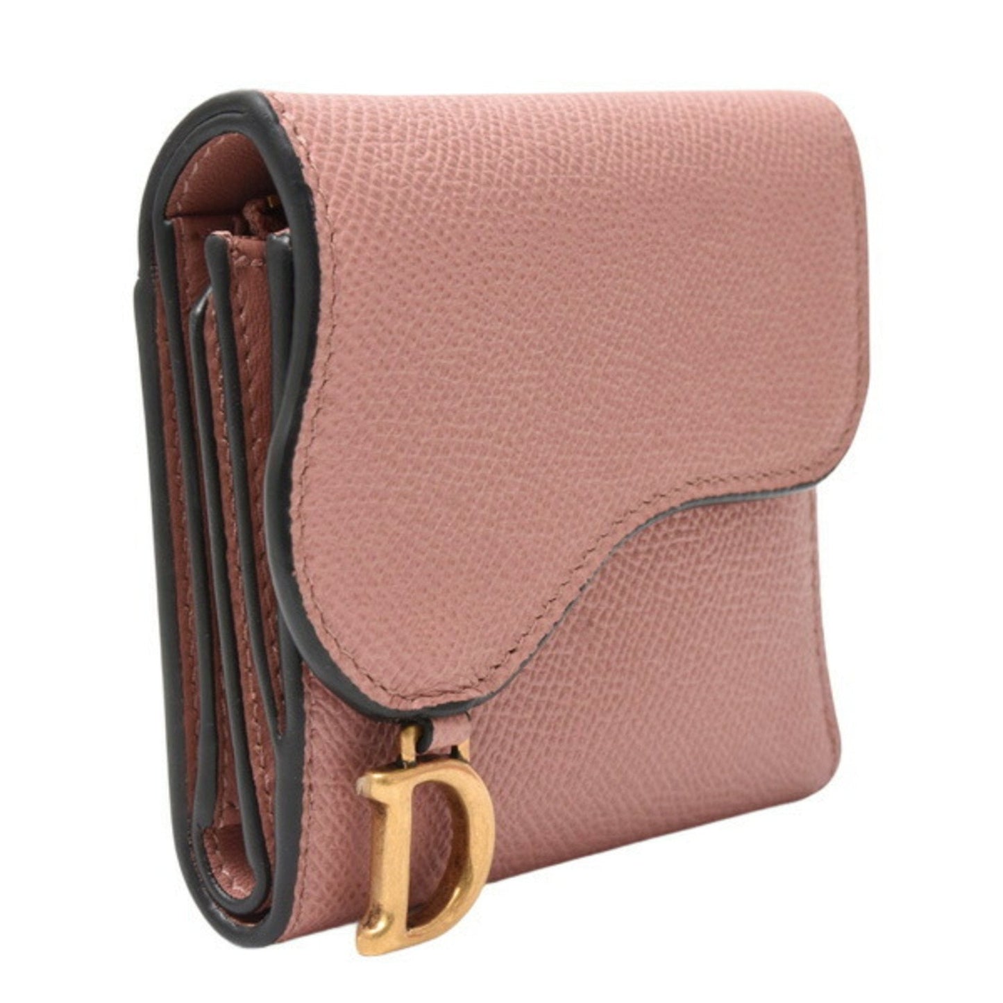 Christian Dior Pink Beige Leather Wallet (Tri-Fold) ()