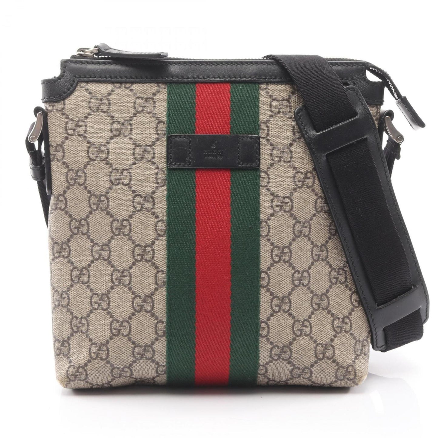 Gucci Beige Black Pvc Leather Shoulder Bag ( )