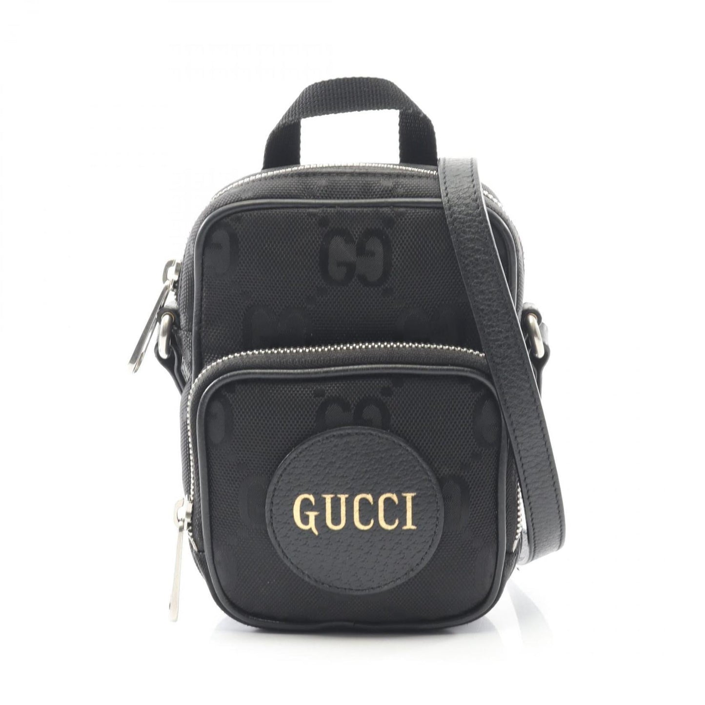 Gucci Black Leather Nylon Canvas Shoulder Bag ( )