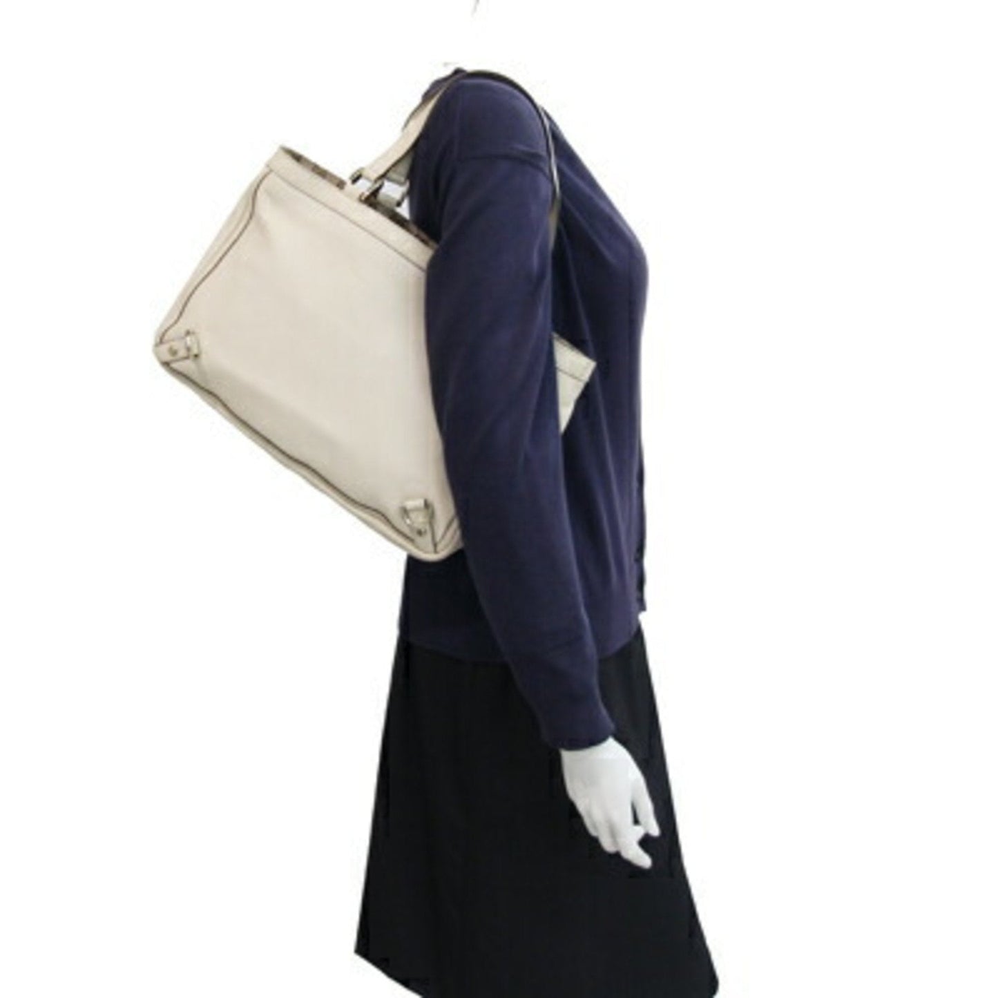 Gucci Abbey Ivory Leather Tote Bag ( )