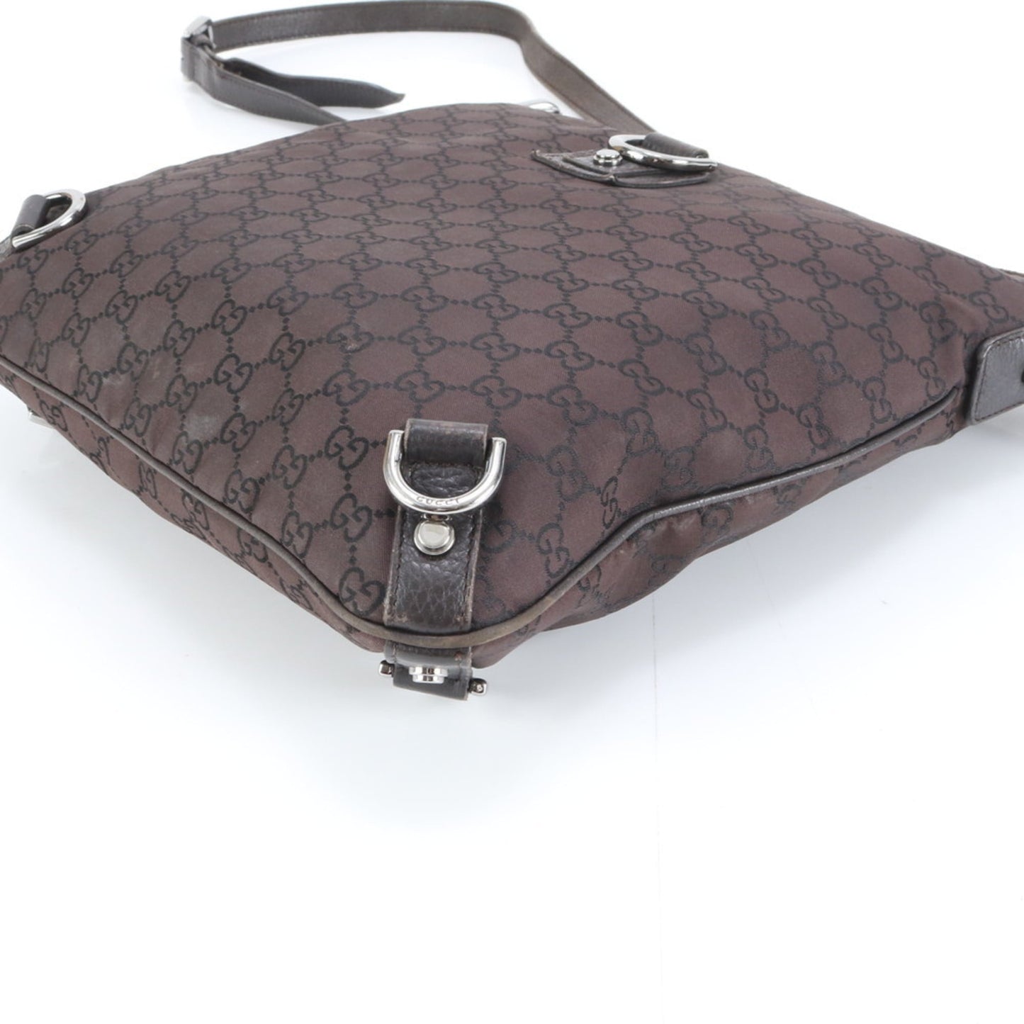 Gucci Brown Leather Canvas Shoulder Bag ( )