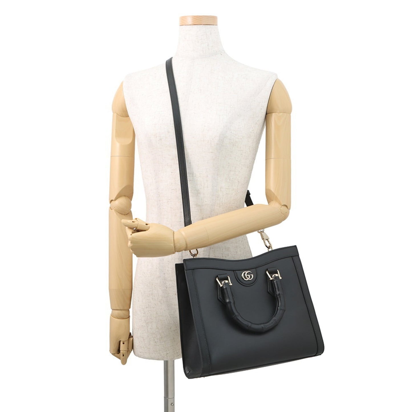 Gucci Black Leather Handbag Shoulder Bag Tote Bag ( )