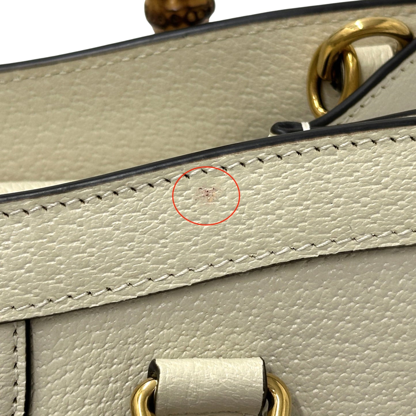 Gucci Bamboo White Leather Handbag Shoulder Bag ( )
