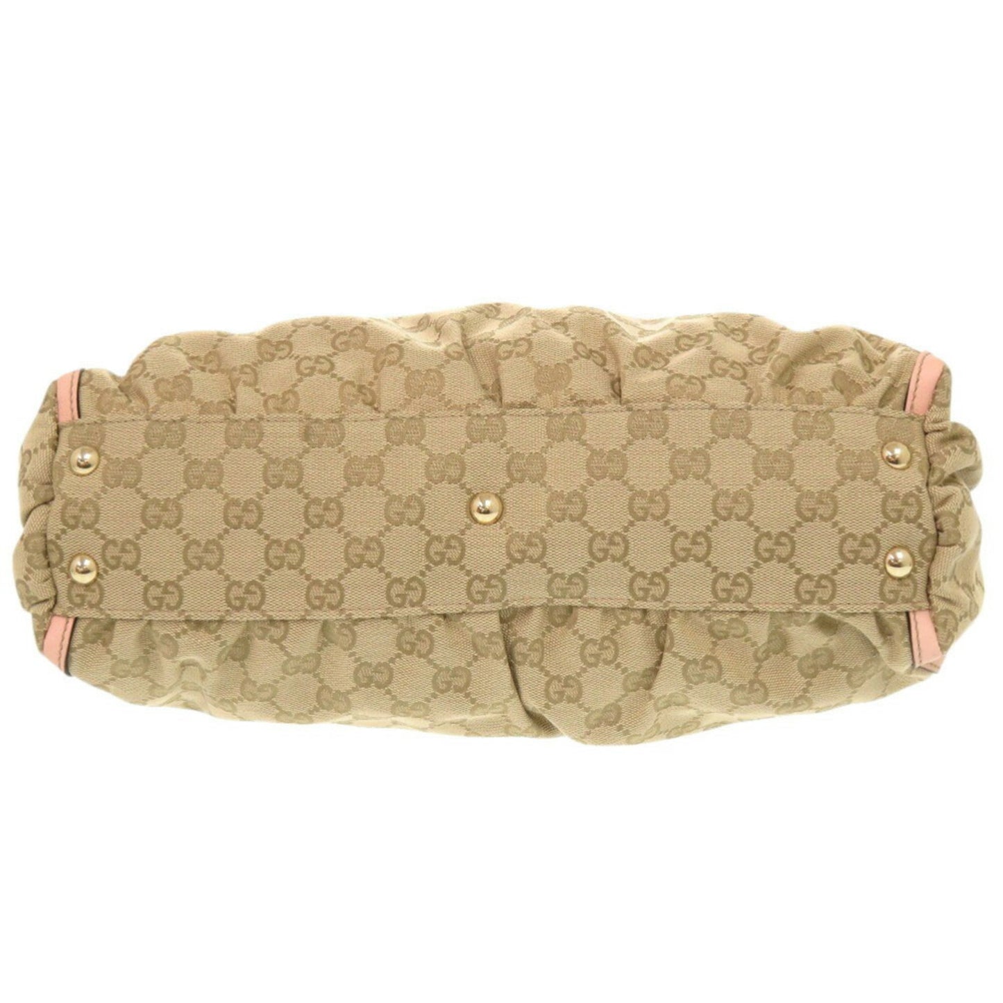 Gucci Beige Pink Gg Canvas Leather Handbag Tote Bag ( )