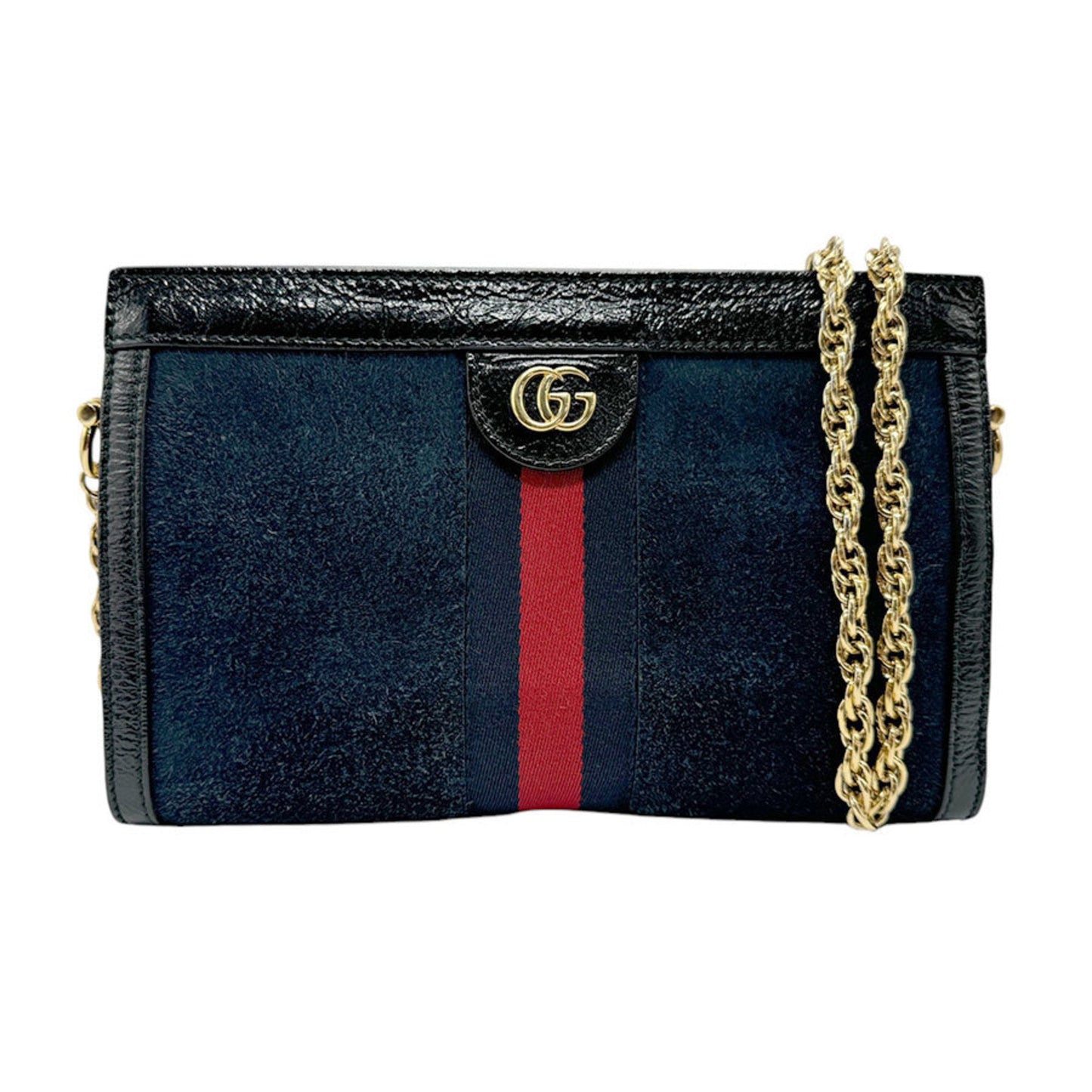 Gucci Navy Red Color Suede Leather Shoulder Bag