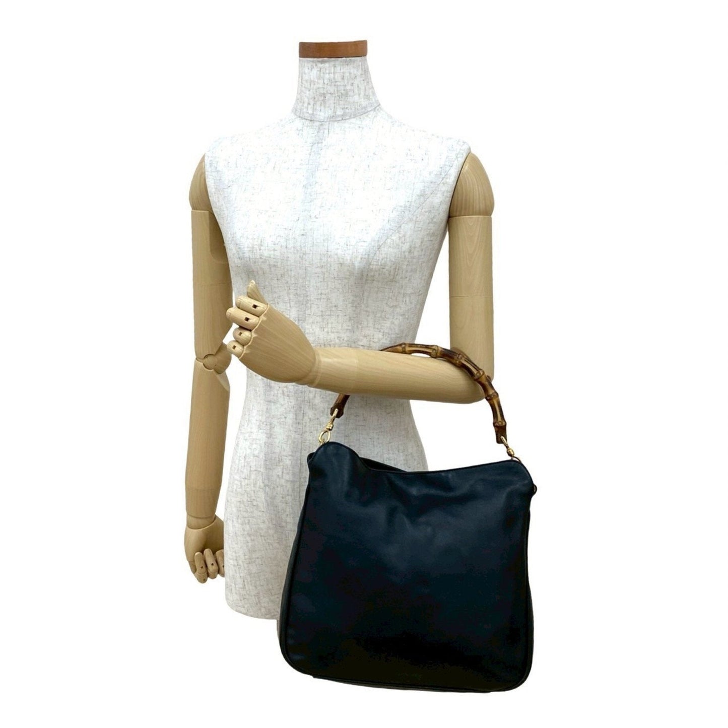 Gucci Black Leather Handbag Tote Bag ( )