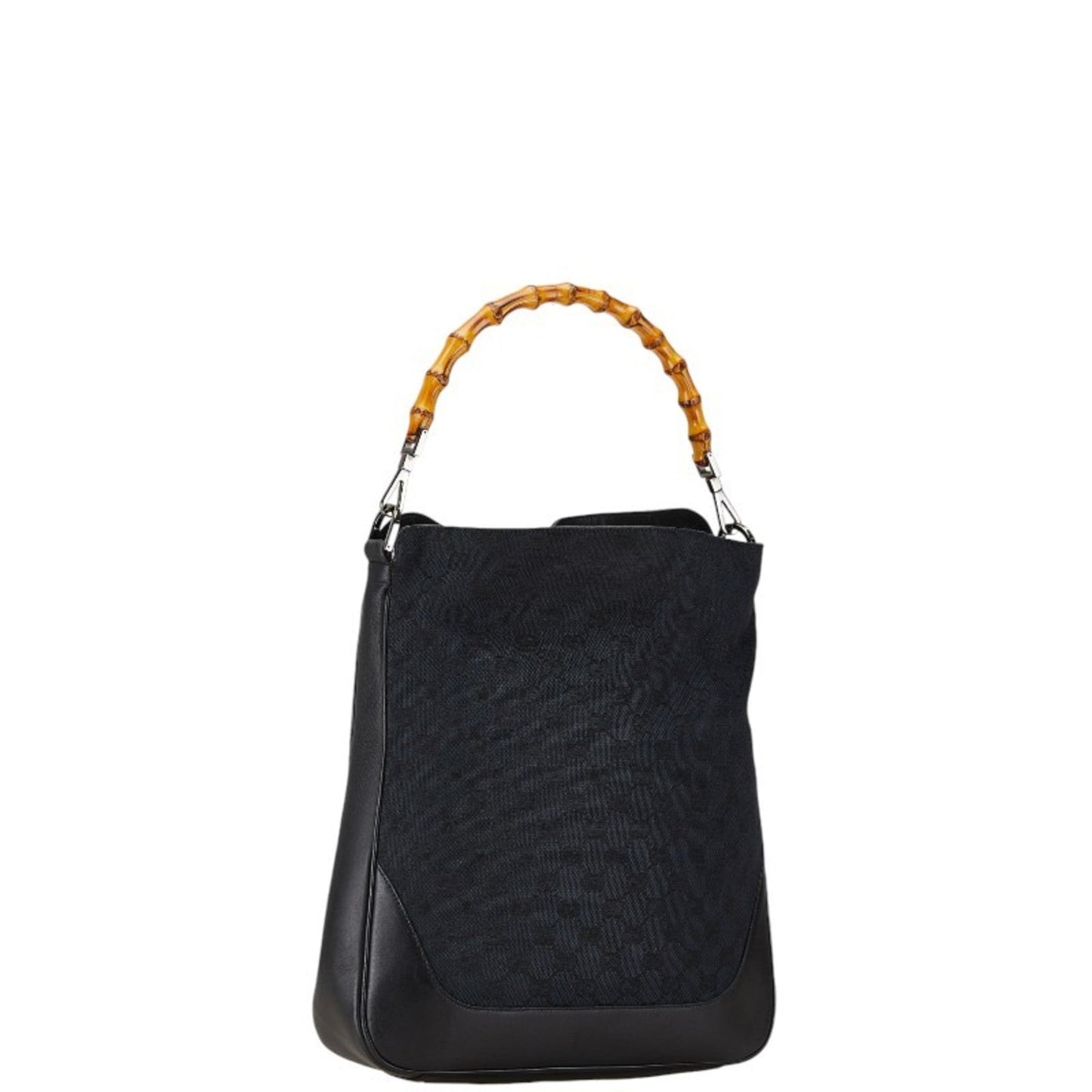 Gucci Black Canvas Leather Handbag Shoulder Bag ( )