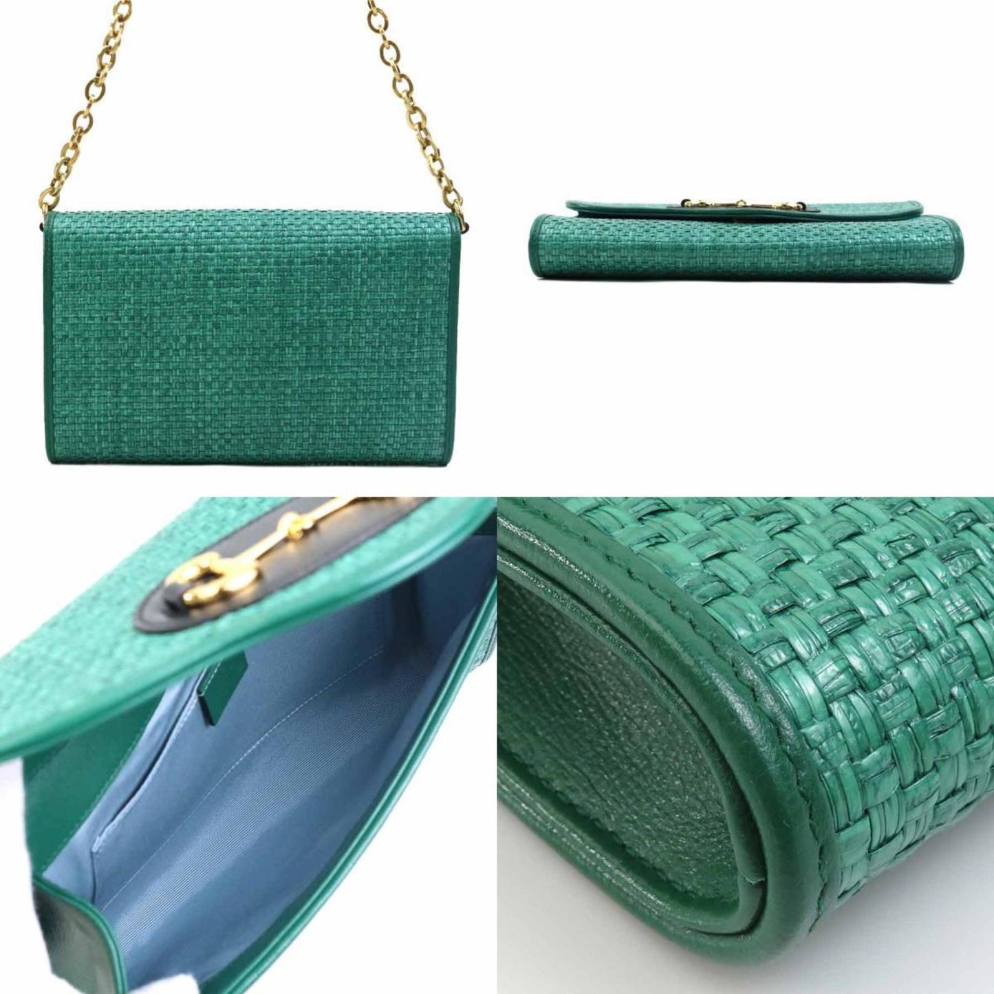 Gucci Green Raffia Shoulder Bag ( )