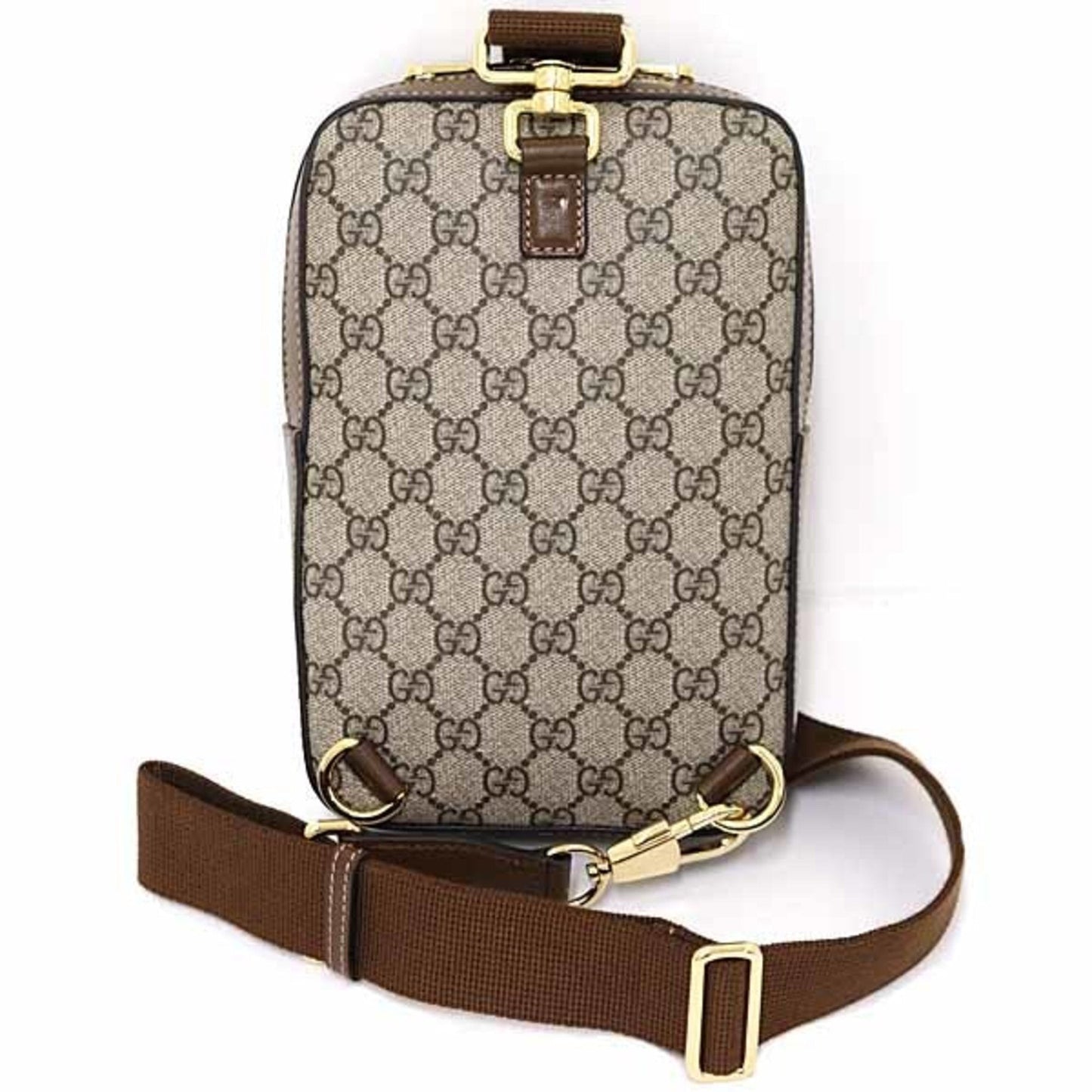 Gucci Beige Brown Gg Supreme Leather Sling Bag ( )