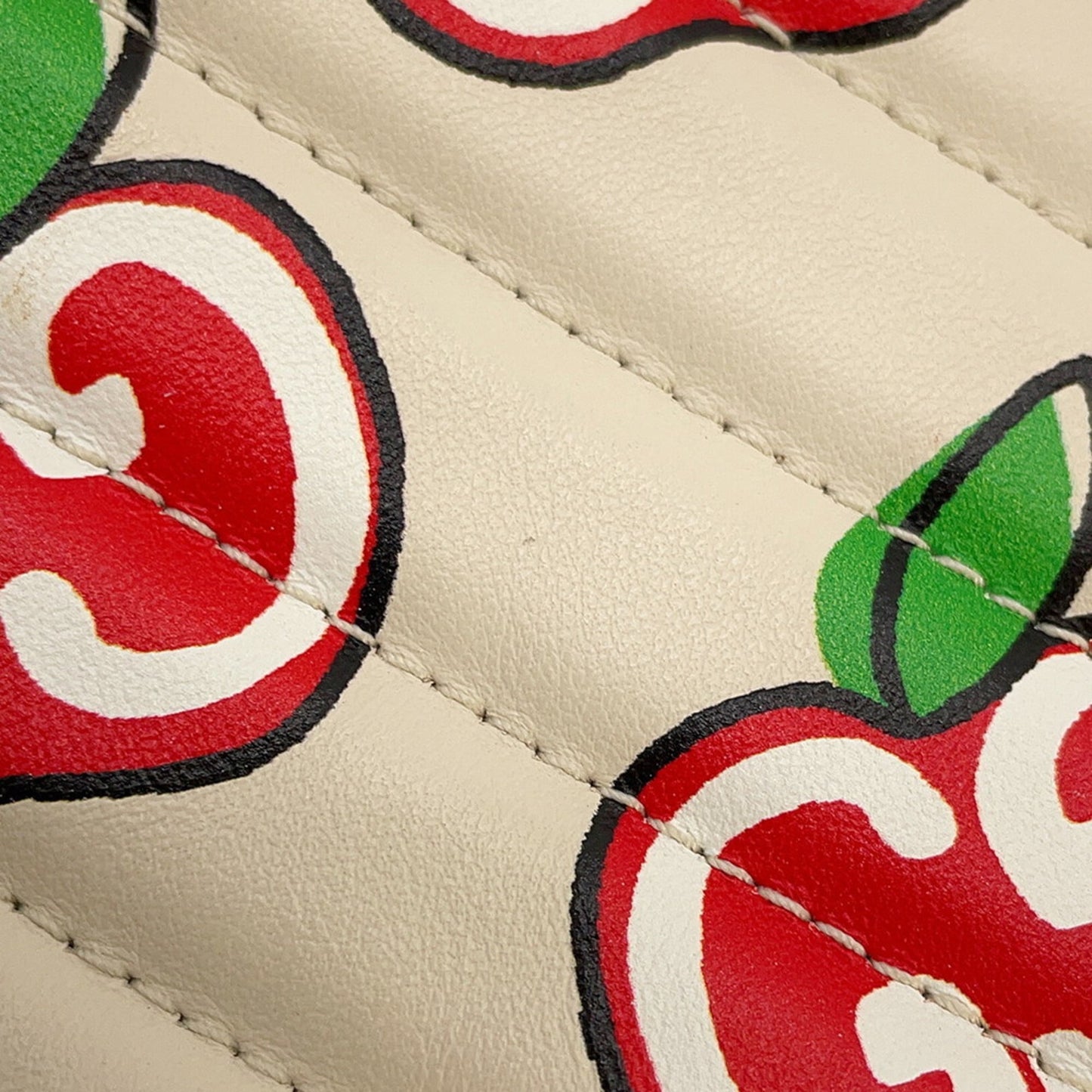 Gucci Beige Red Color White Leather Shoulder Bag ( )