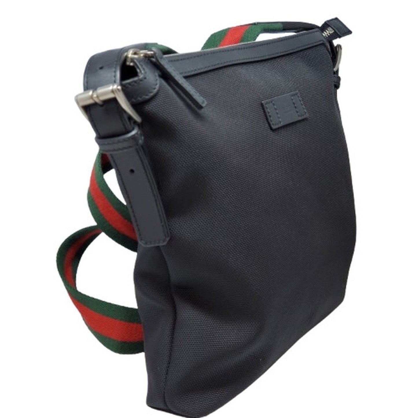 Gucci Sherry Line Black Canvas Leather Shoulder Bag ( )