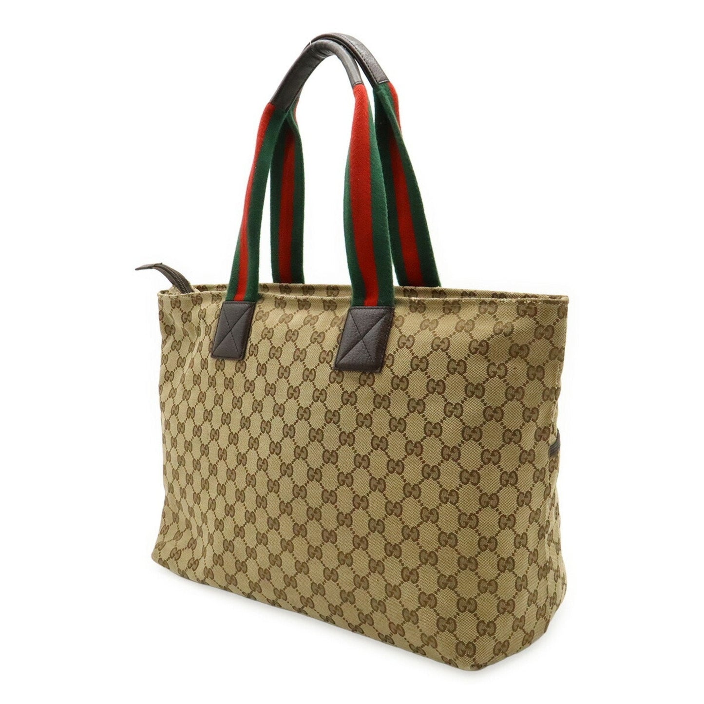 Gucci Beige Khaki Red Color Gg Canvas Leather Shoulder Bag Tote Bag ( )