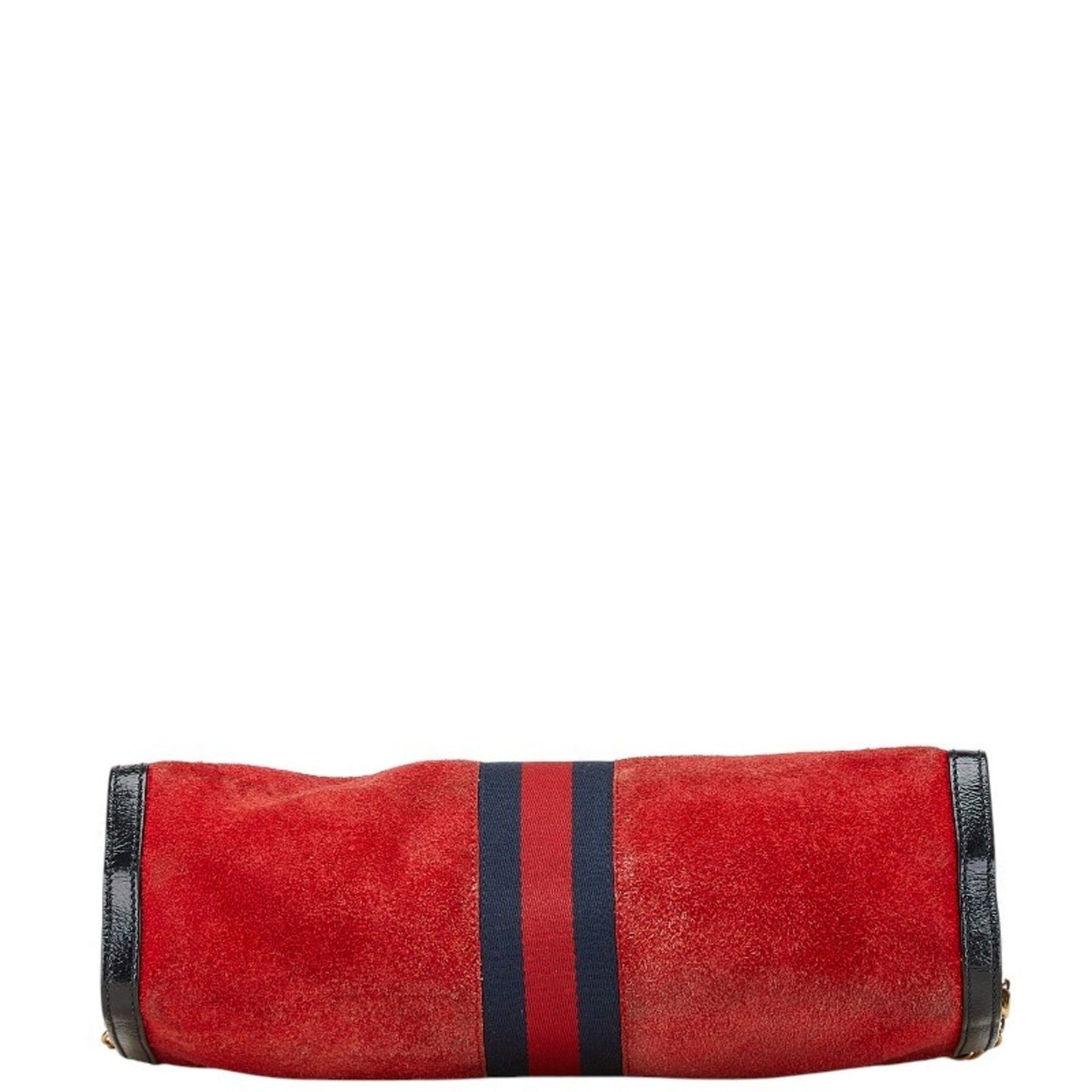 Gucci Black Navy Red Color Leather Suede Shoulder Bag ( )