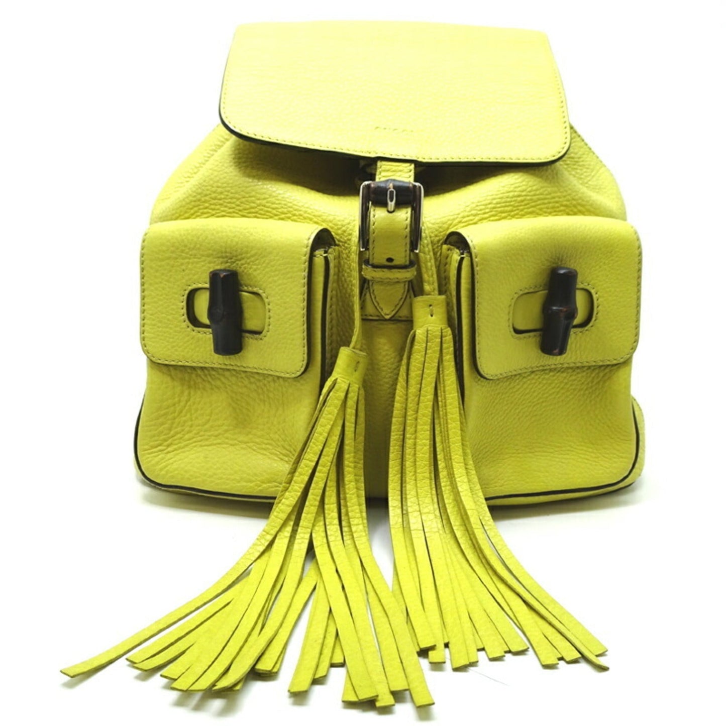 Gucci Yellow Gg Canvas Leather Backpack