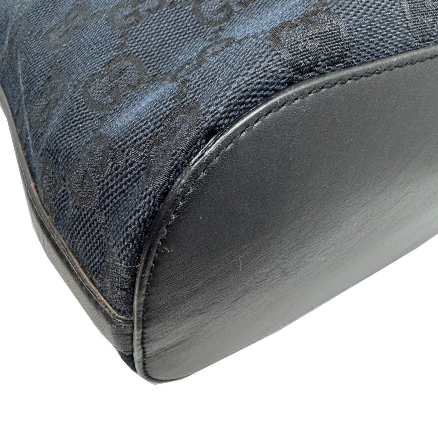 Gucci Black Gg Canvas Leather Shoulder Bag ( )
