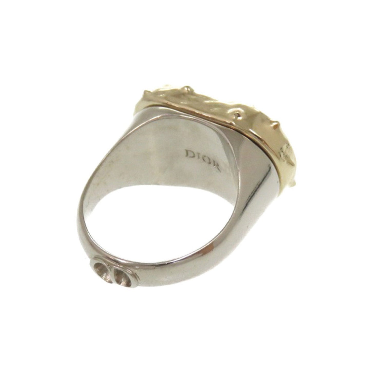 Christian Dior Gold Silver Blue Metal Band Ring ()