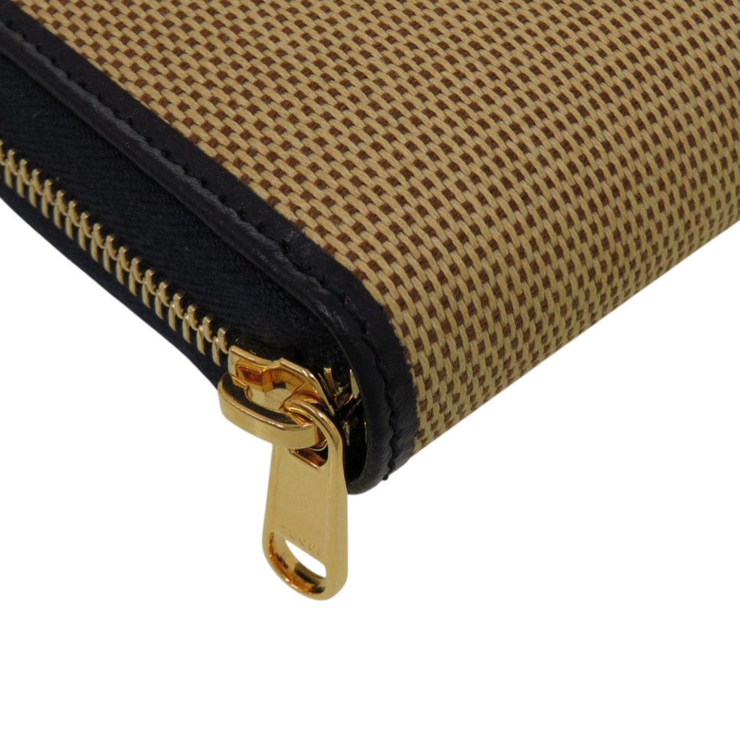 Gucci Beige Navy Canvas Leather Long Wallet (Bi-Fold) ( )