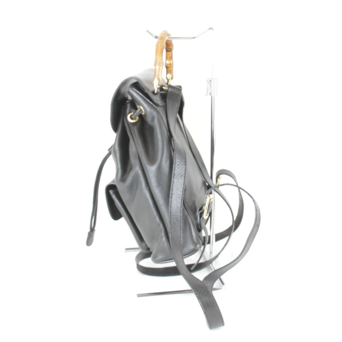 Gucci Black Bamboo Leather Backpack ( )