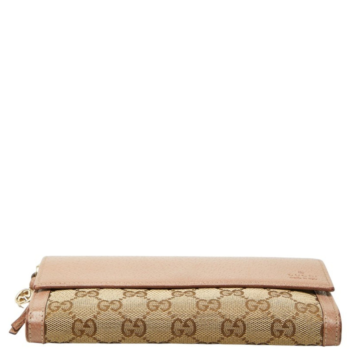 Gucci Beige Pink Canvas Leather Long Wallet (Bi-Fold) ( )