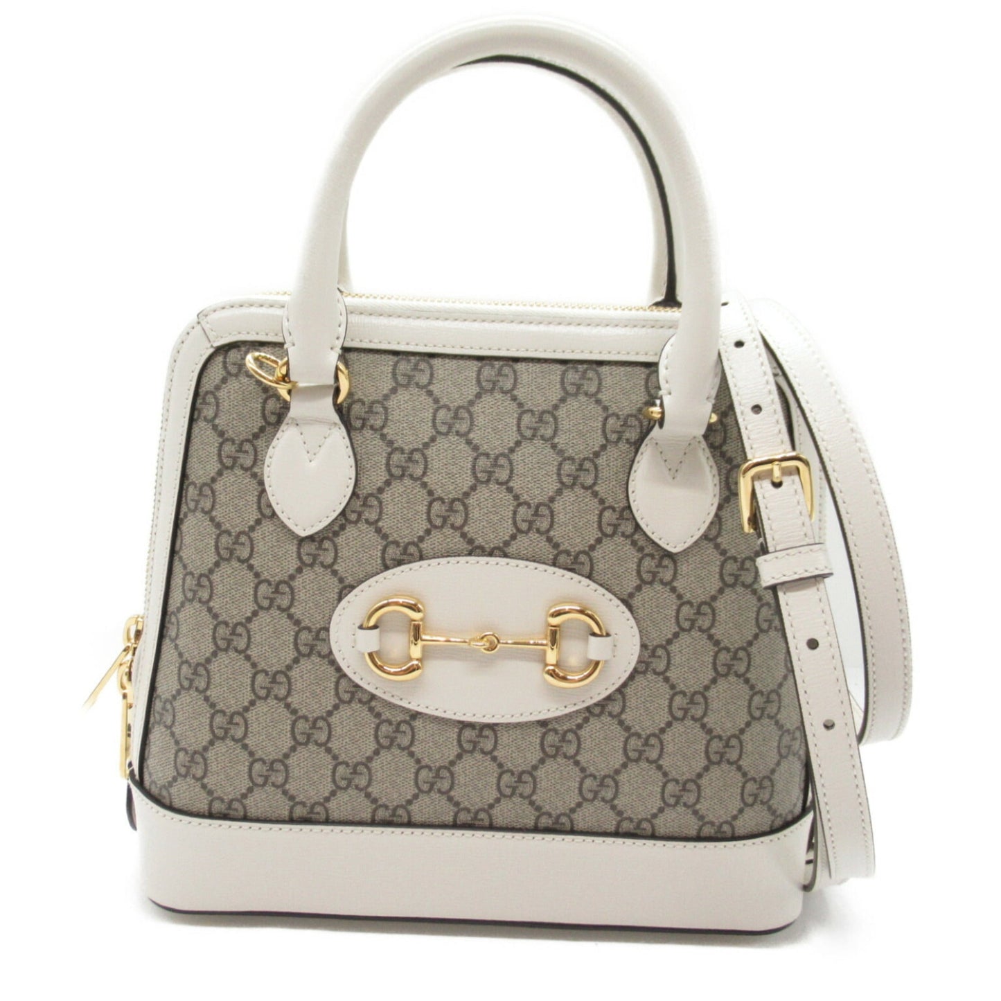 Gucci Beige White Coated Canvas Leather Shoulder Bag