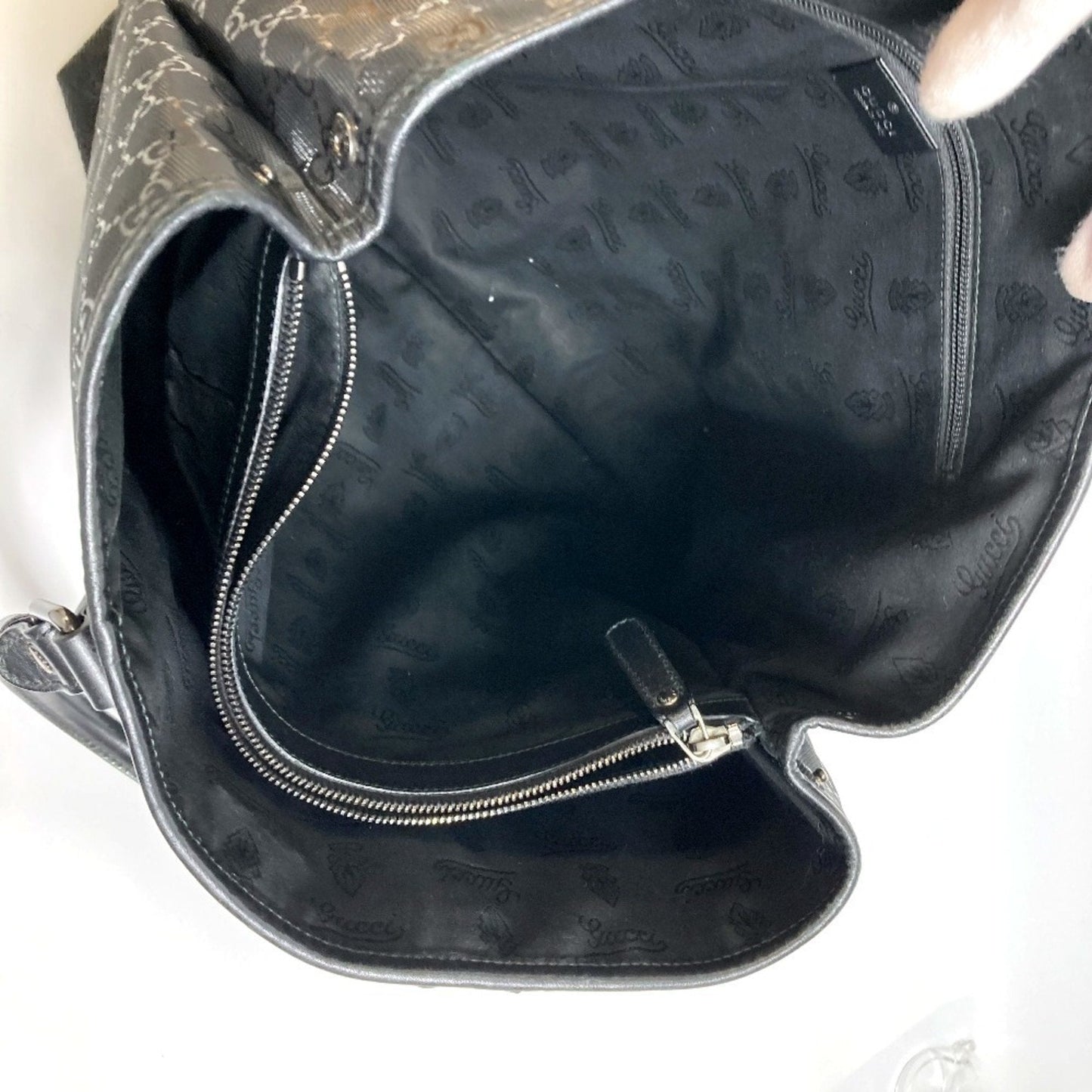 Gucci Black Gg Imprimé Tote Bag ( )