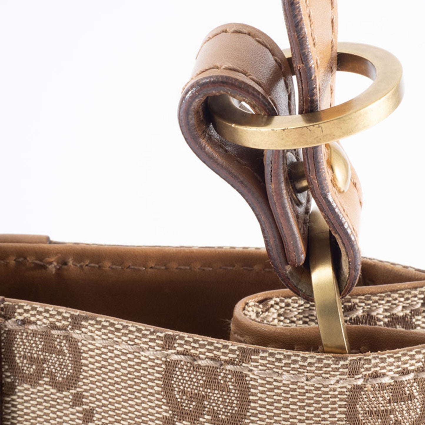 Gucci Gg Canvas Beige Brown Gg Canvas Leather Shoulder Bag ( )