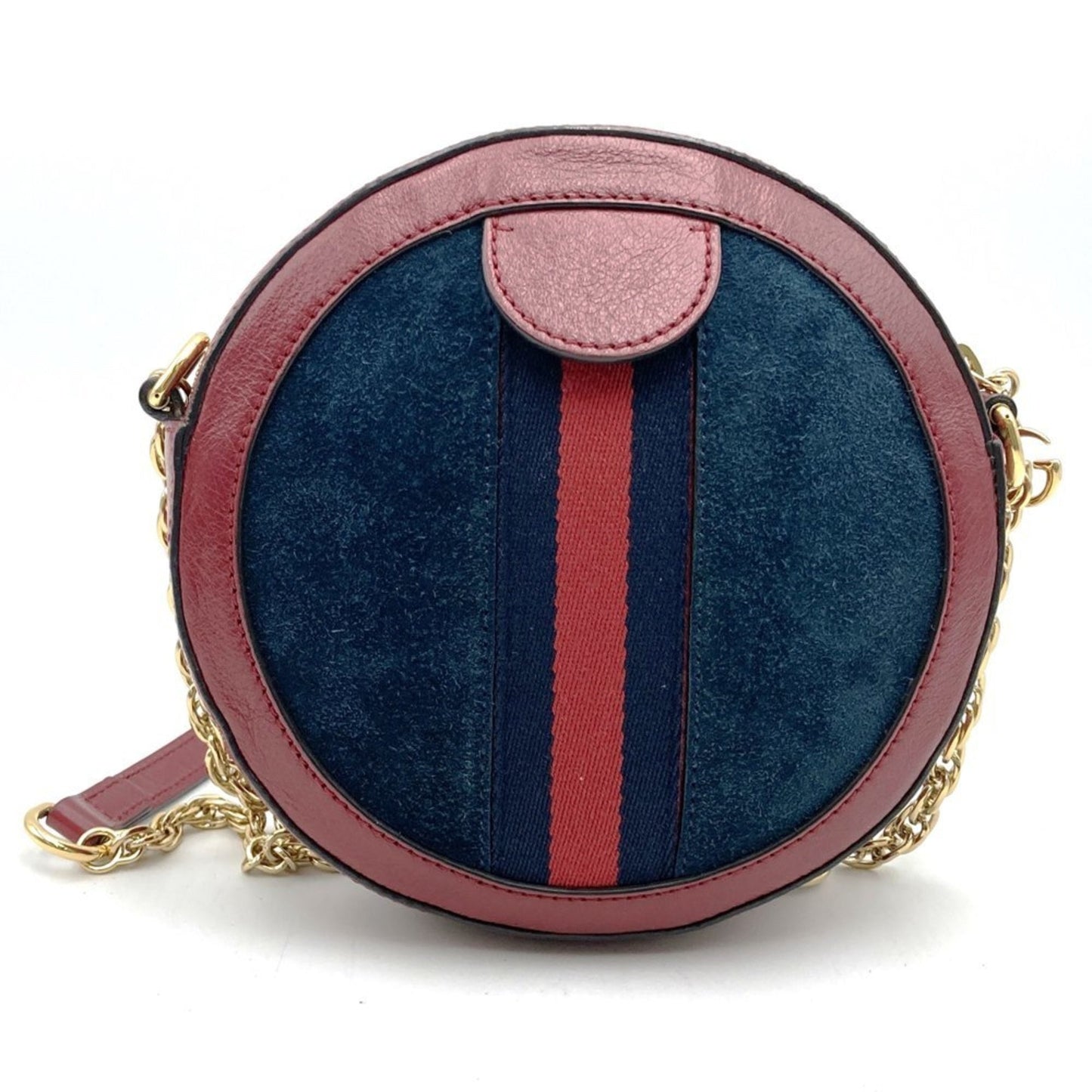 Gucci Gg Marmont Navy Red Color Suede Leather Shoulder Bag ( )