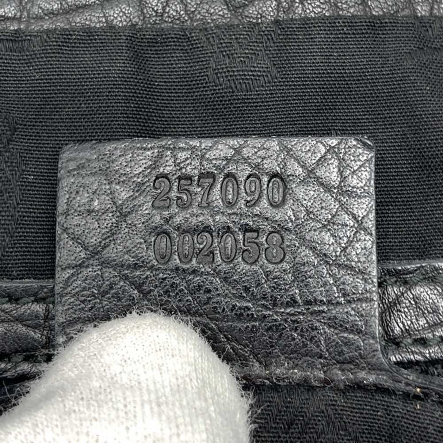 Gucci Black Bamboo Leather Handbag Shoulder Bag ( )