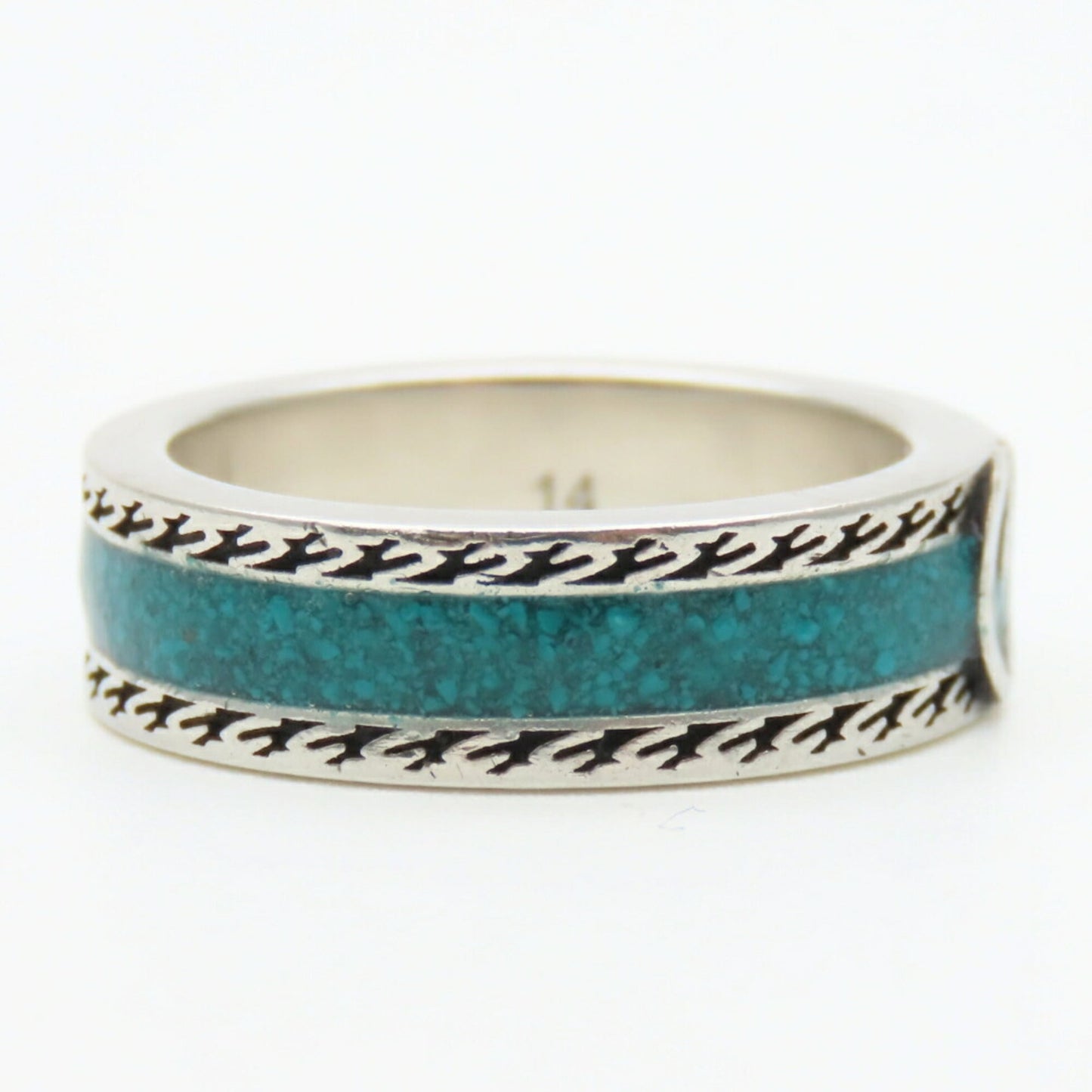 Gucci Silver Turquoise Enamel Silver 925 Band Ring ( )