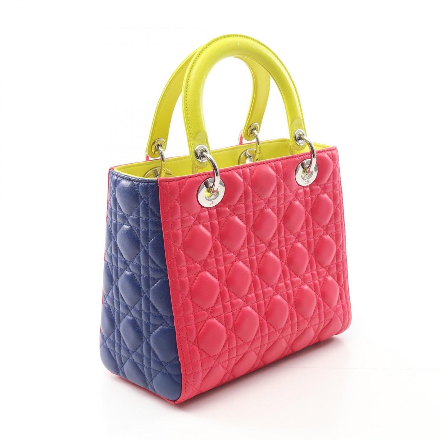 Christian Dior Blue Pink Yellow Leather Handbag ()