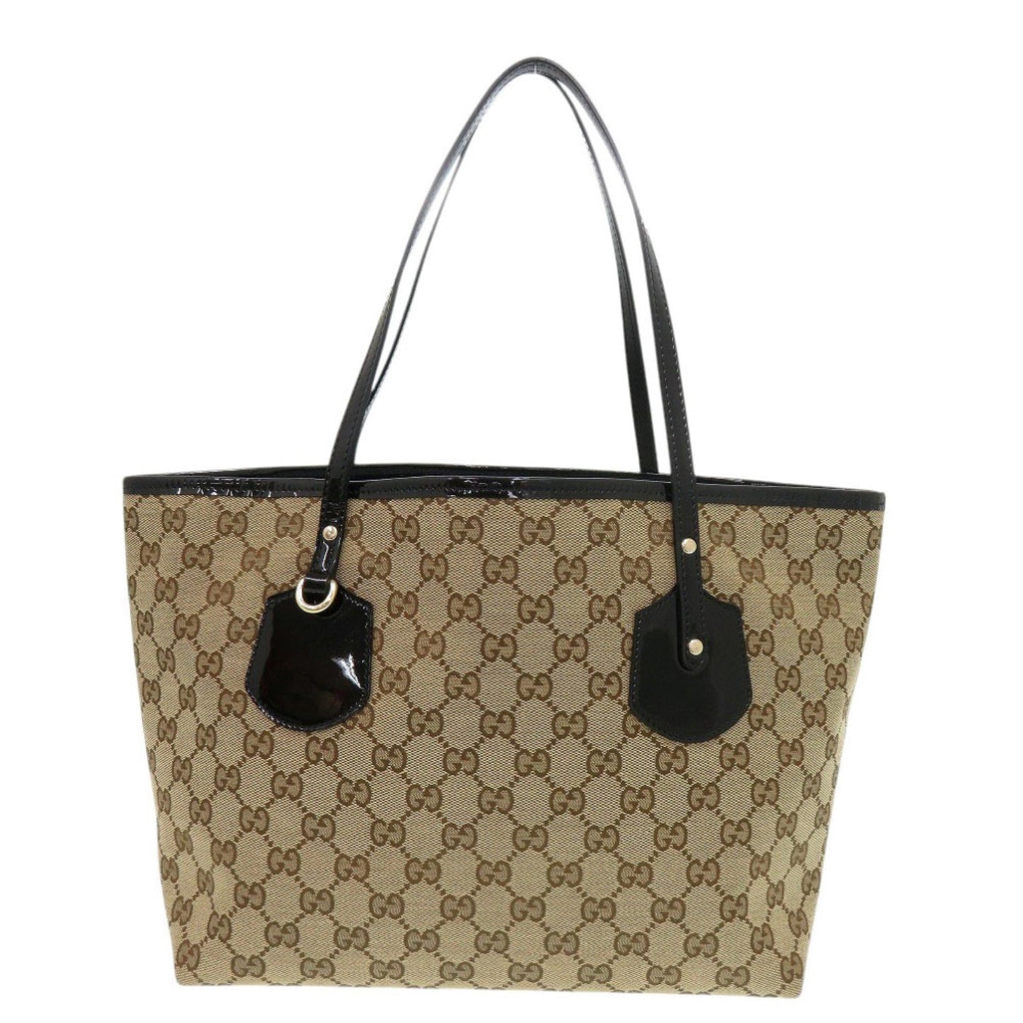 Gucci Beige Black Gg Canvas Tote Bag ( )